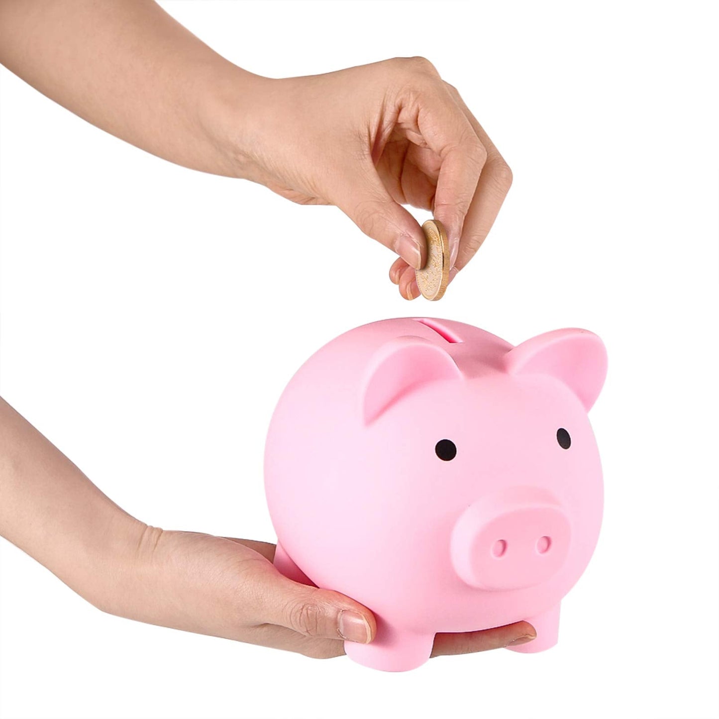 PJDRLLC Piggy Bank – Durable Unbreakable Plastic Money Bank for Kids (Medium, Pink)