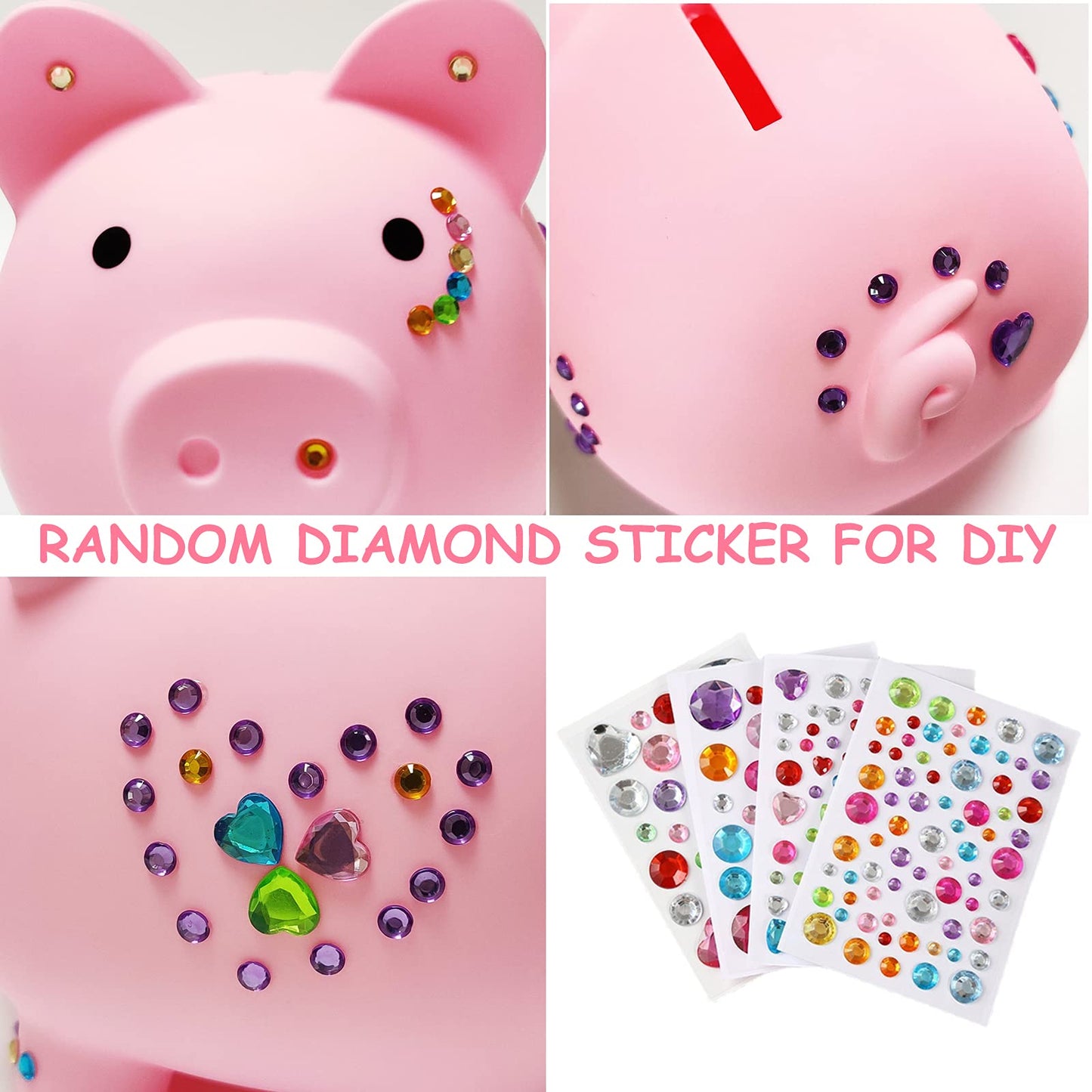 PJDRLLC Piggy Bank – Durable Unbreakable Plastic Money Bank for Kids (Medium, Pink)