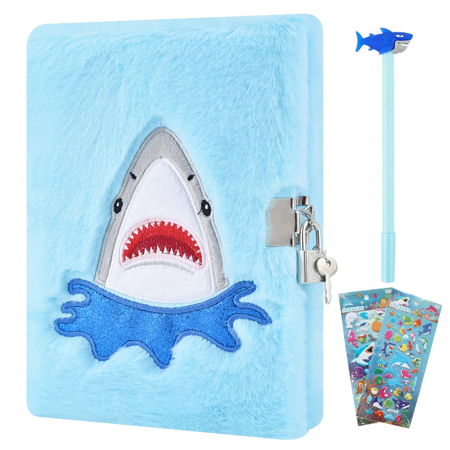 PJDRLLC Shark Diary for Boys with Lock & Keys – Travel Journal for Ages 6-10