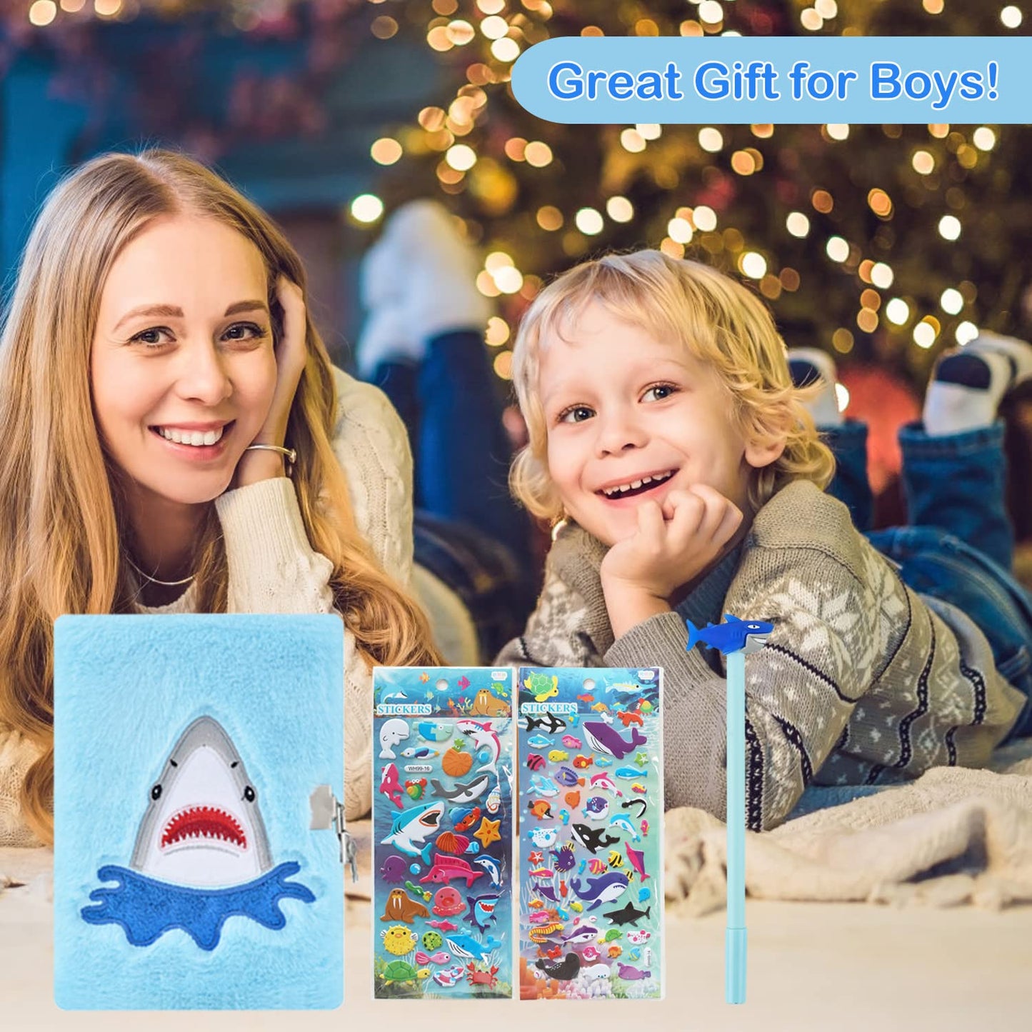 PJDRLLC Shark Diary for Boys with Lock & Keys – Travel Journal for Ages 6-10