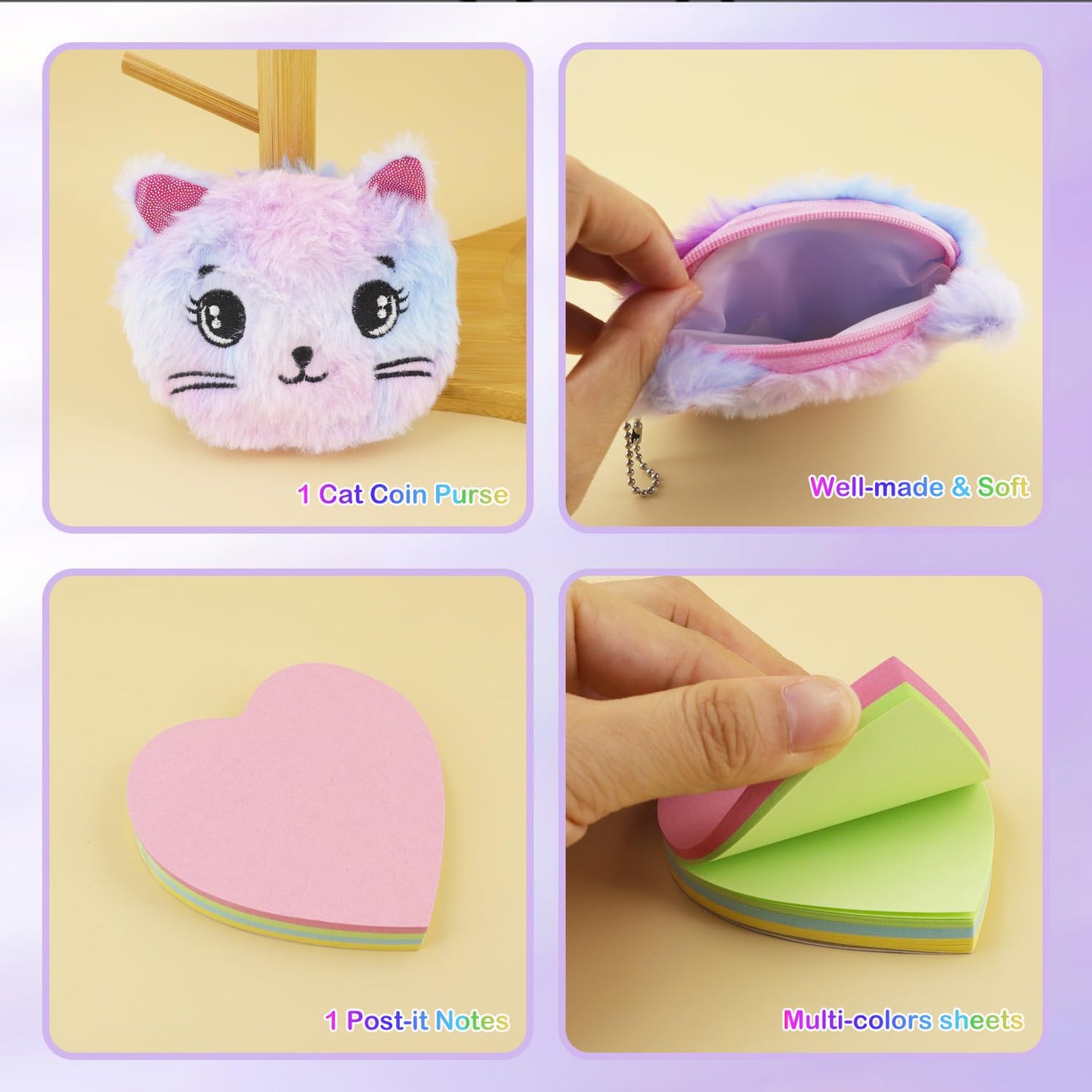PJDRLLC Cat Diary with Lock – Gift Journal for Girls 6–8, Includes Coin Purse, Multicolored Pen & Stickers