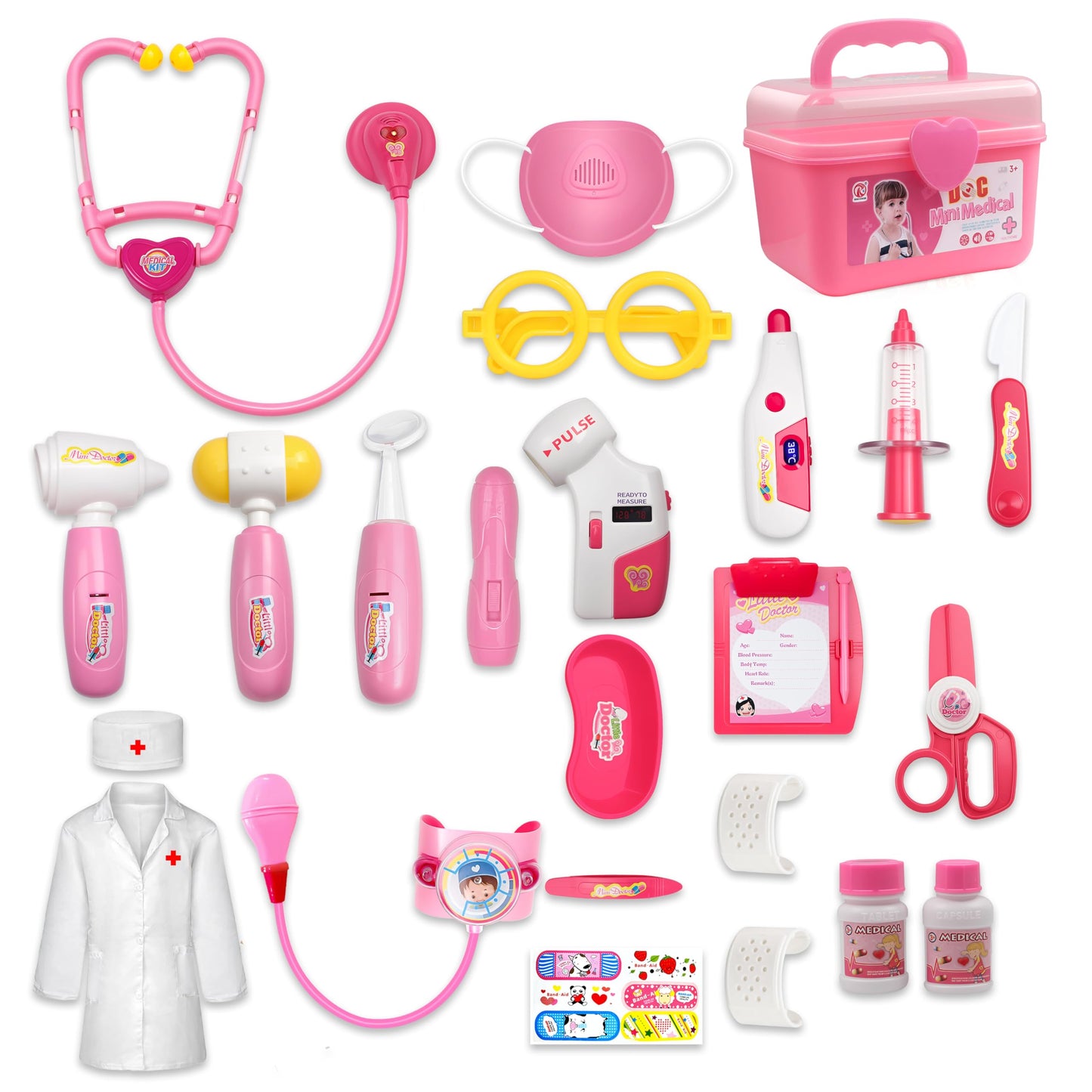 PJG Doctor Kit for Toddlers 3-5 | Pretend Play Stethoscope Set – Pink