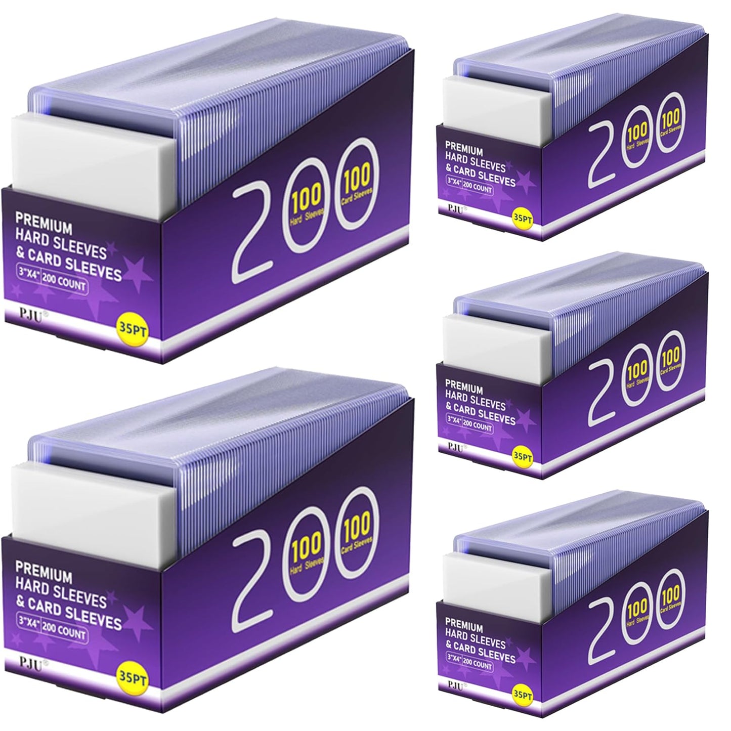 PJU 1000 Card Sleeves: 500 Hard + 500 Soft Protectors for 3x4 Trading Cards