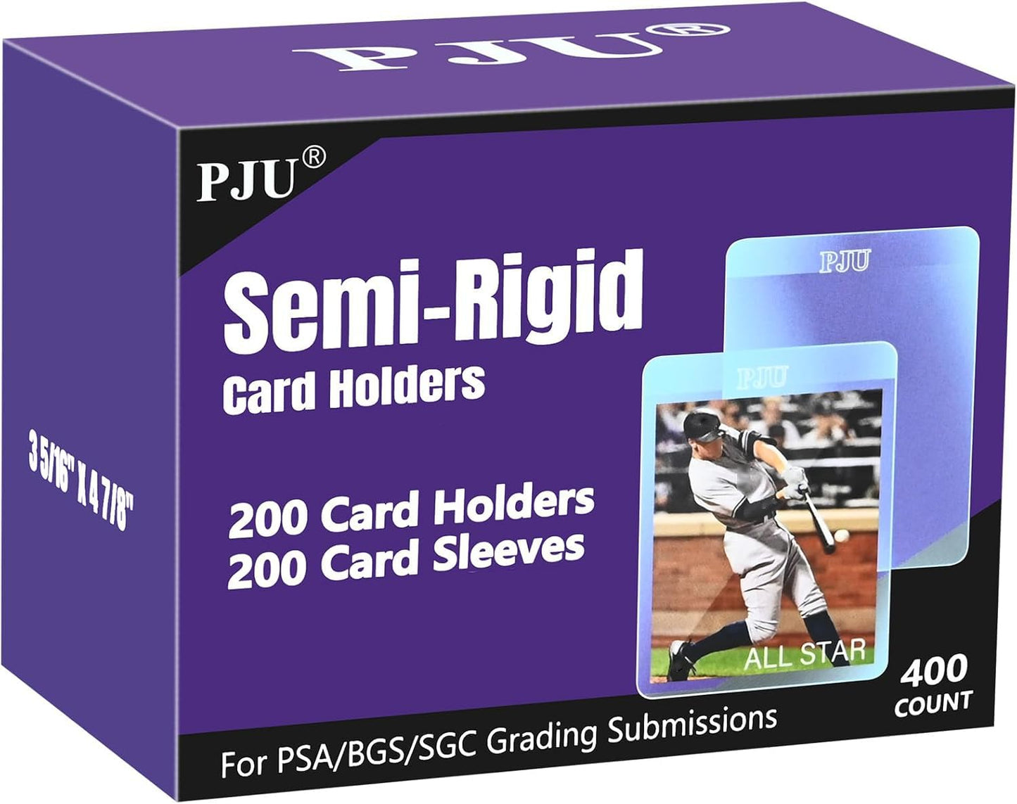 PJU 200ct Semi-Rigid Card Holders & 200ct Card Sleeves for PSA/SGC/BGS/CSG Graded Cards