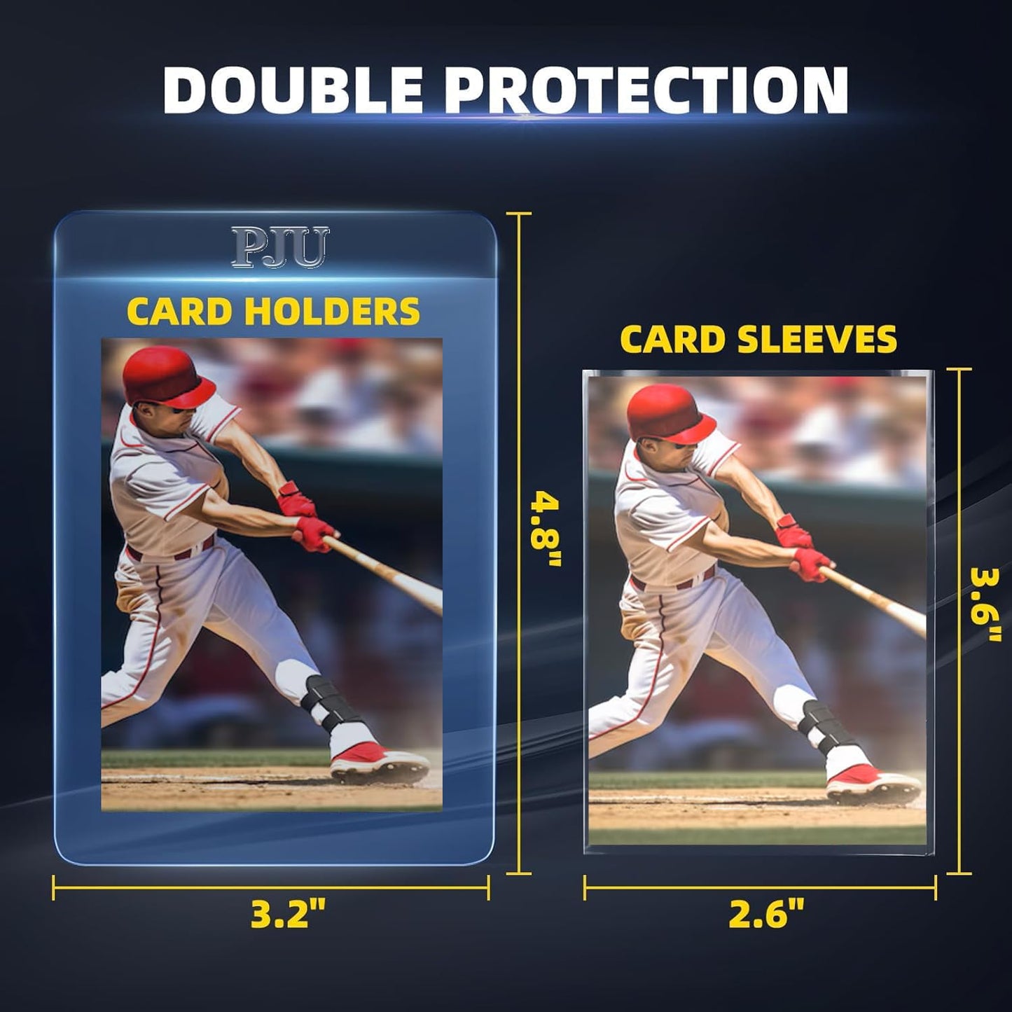 PJU 200ct Semi-Rigid Card Holders & 200ct Card Sleeves for PSA/SGC/BGS/CSG Graded Cards