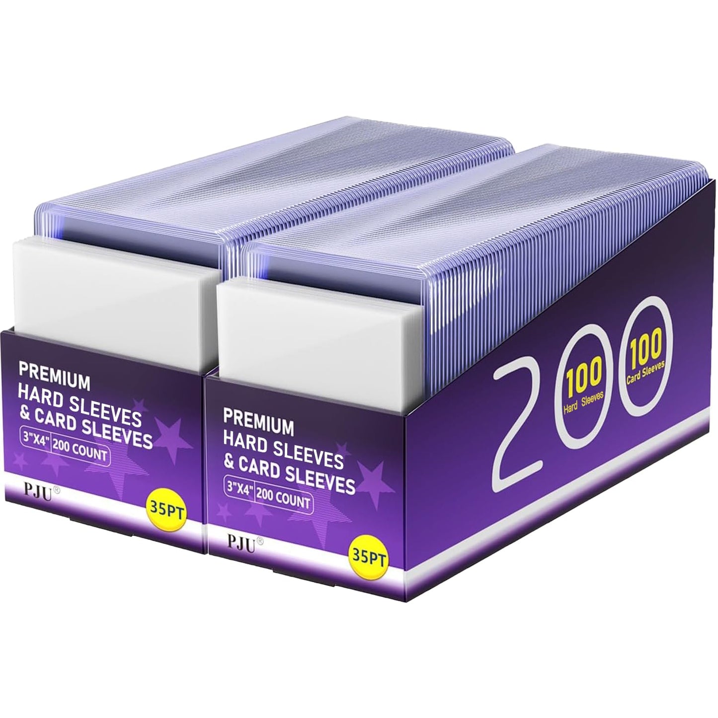 PJU 400 Card Sleeves – 3x4 Trading Card Protectors (200 Hard + 200 Soft)