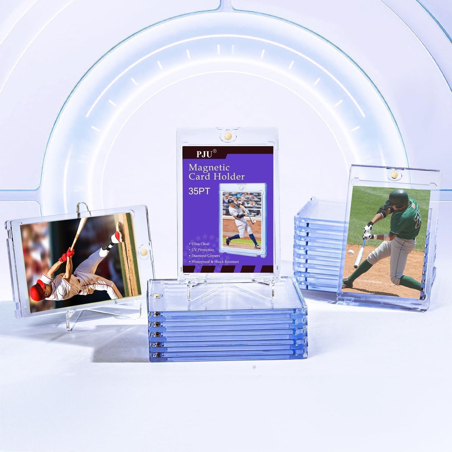 PJU 120ct Magnetic Card Holder – 35pt Single Card Display Case with UV Protection for Baseball & Trading Cards