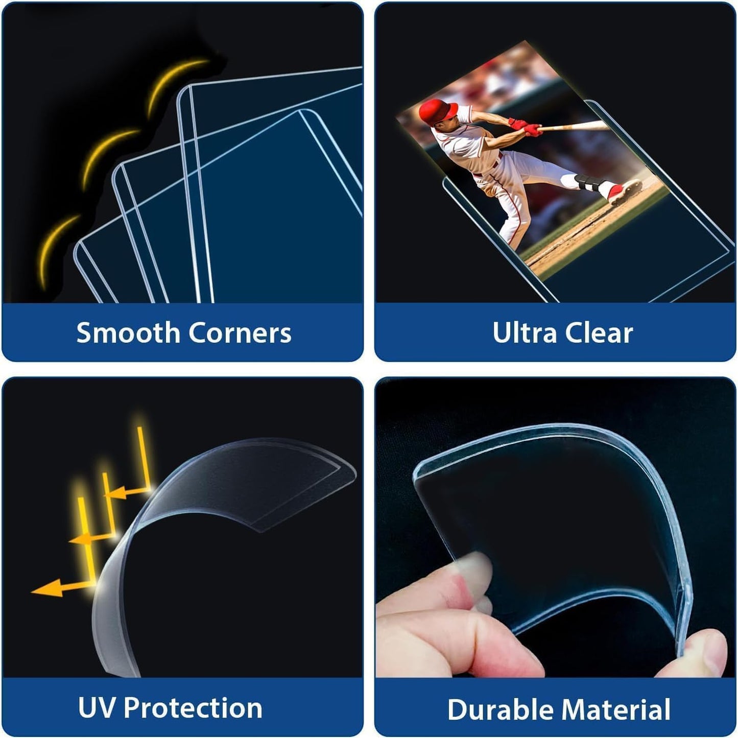 PJU 200 Hard Plastic Card Sleeves – Premium 3x4 Baseball Card Protectors (100 Hard, 100 Soft)