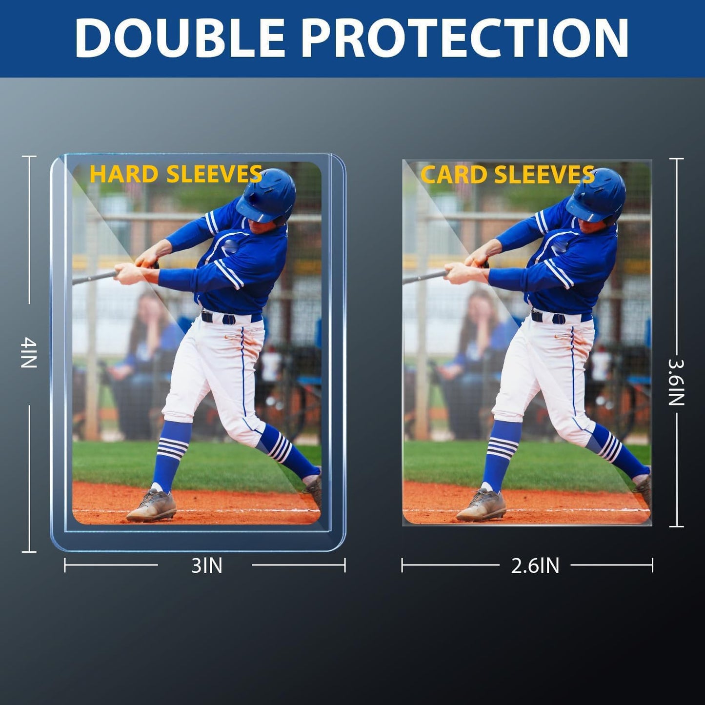 PJU 200 Hard Plastic Card Sleeves – Premium 3x4 Baseball Card Protectors (100 Hard, 100 Soft)