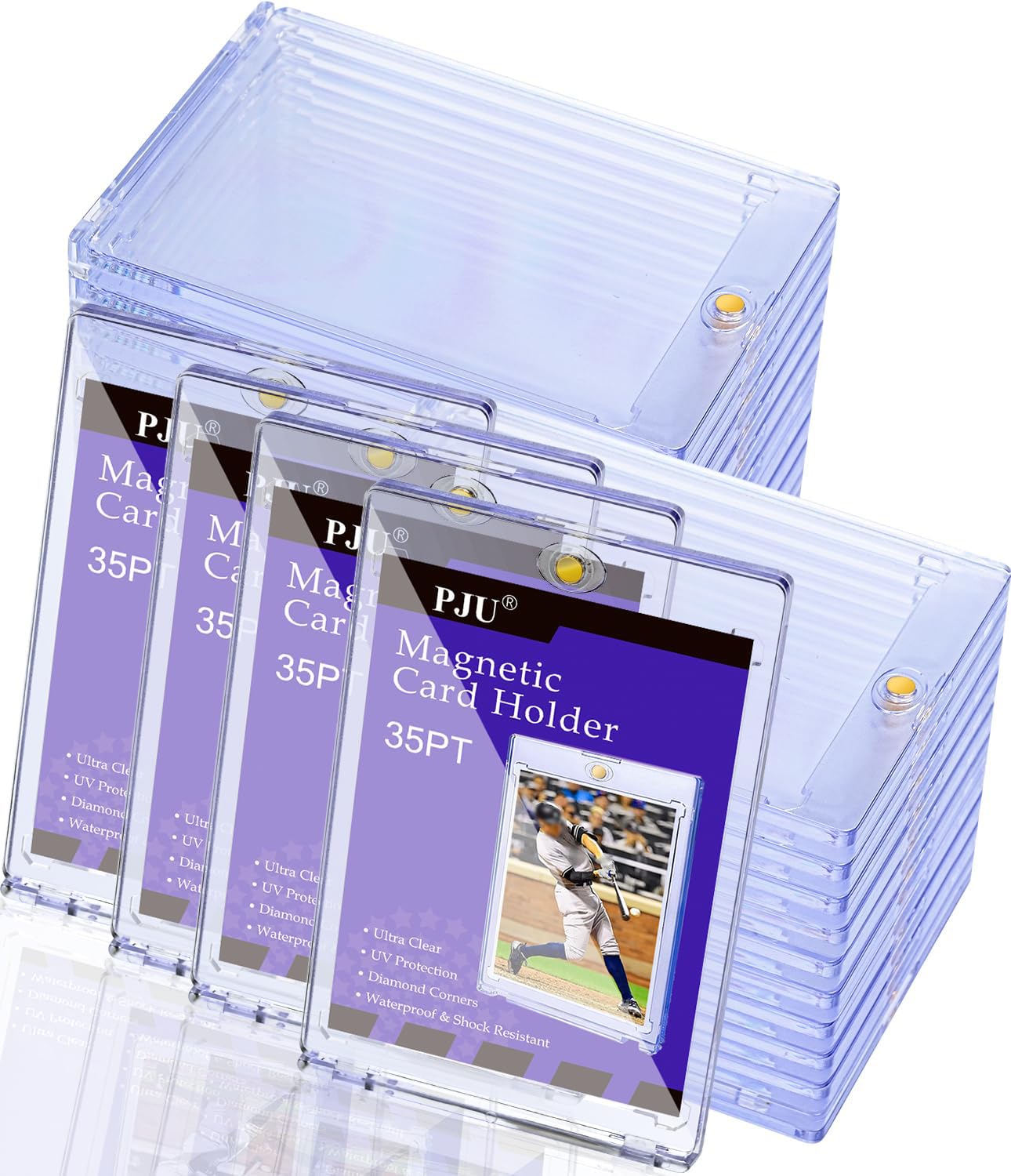 PJU 120ct Magnetic Card Holder – 35pt Single Card Display Case with UV Protection for Baseball & Trading Cards
