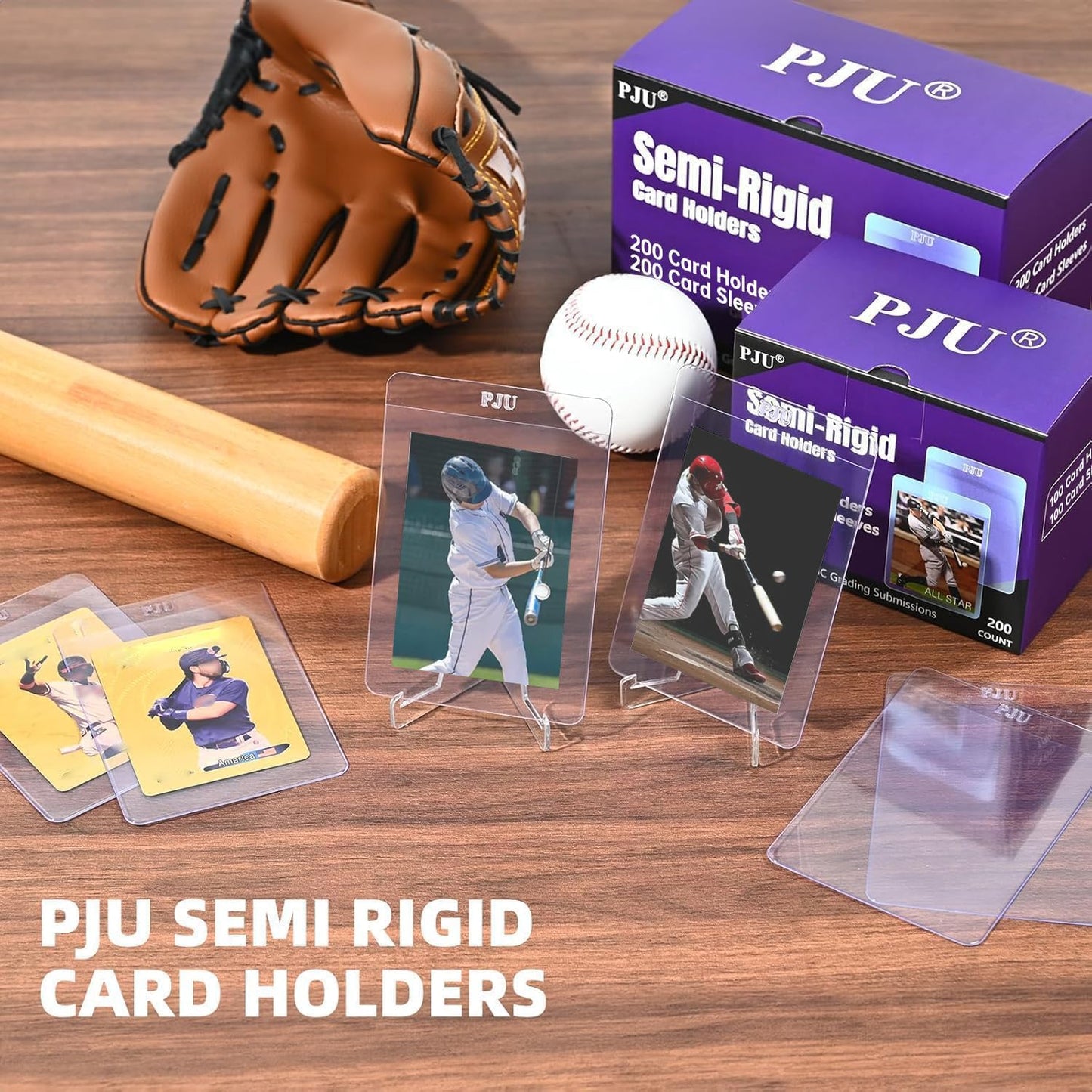 PJU 200ct Semi-Rigid Card Holders & 200ct Card Sleeves for PSA/SGC/BGS/CSG Graded Cards