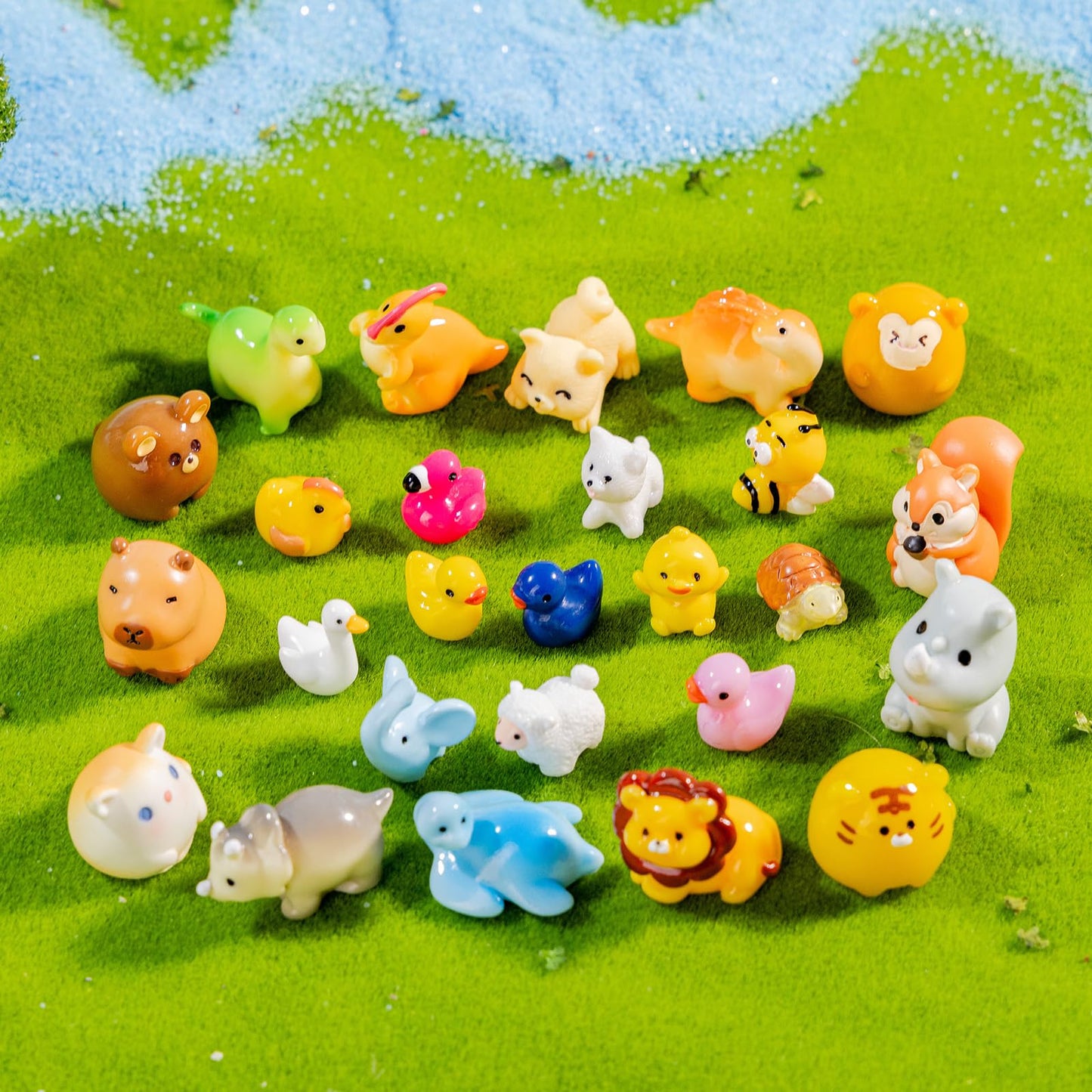 pkaoakyo 52pc Mini Resin Animal Figurines Set | Enchanted Fairy Garden & Desktop Decor