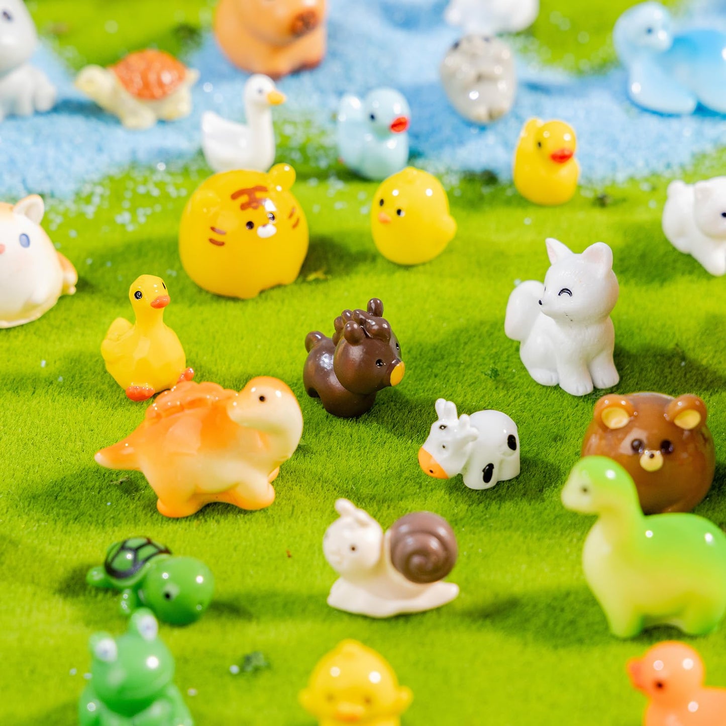 pkaoakyo 52pc Mini Resin Animal Figurines Set | Enchanted Fairy Garden & Desktop Decor