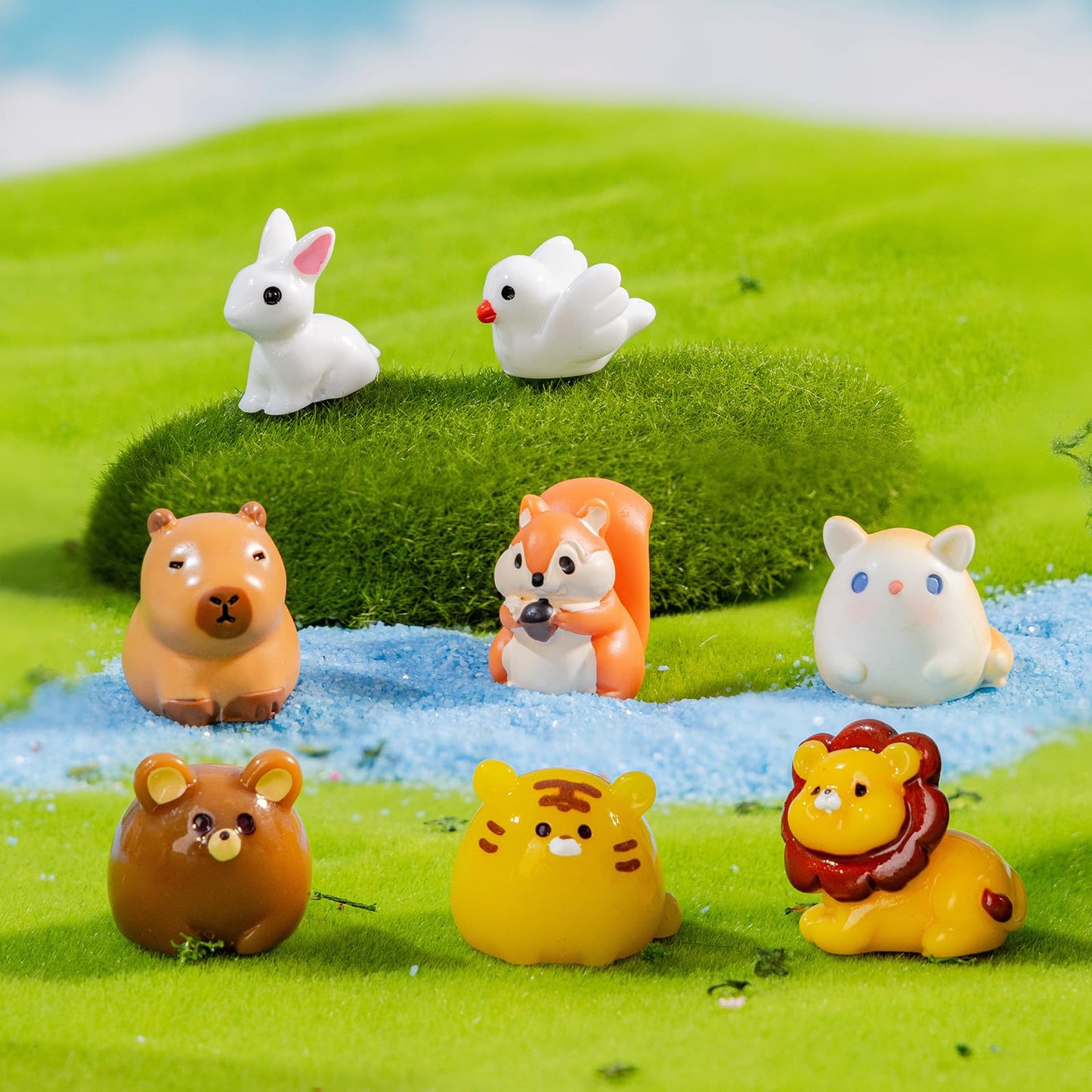 pkaoakyo 52pc Mini Resin Animal Figurines Set | Enchanted Fairy Garden & Desktop Decor