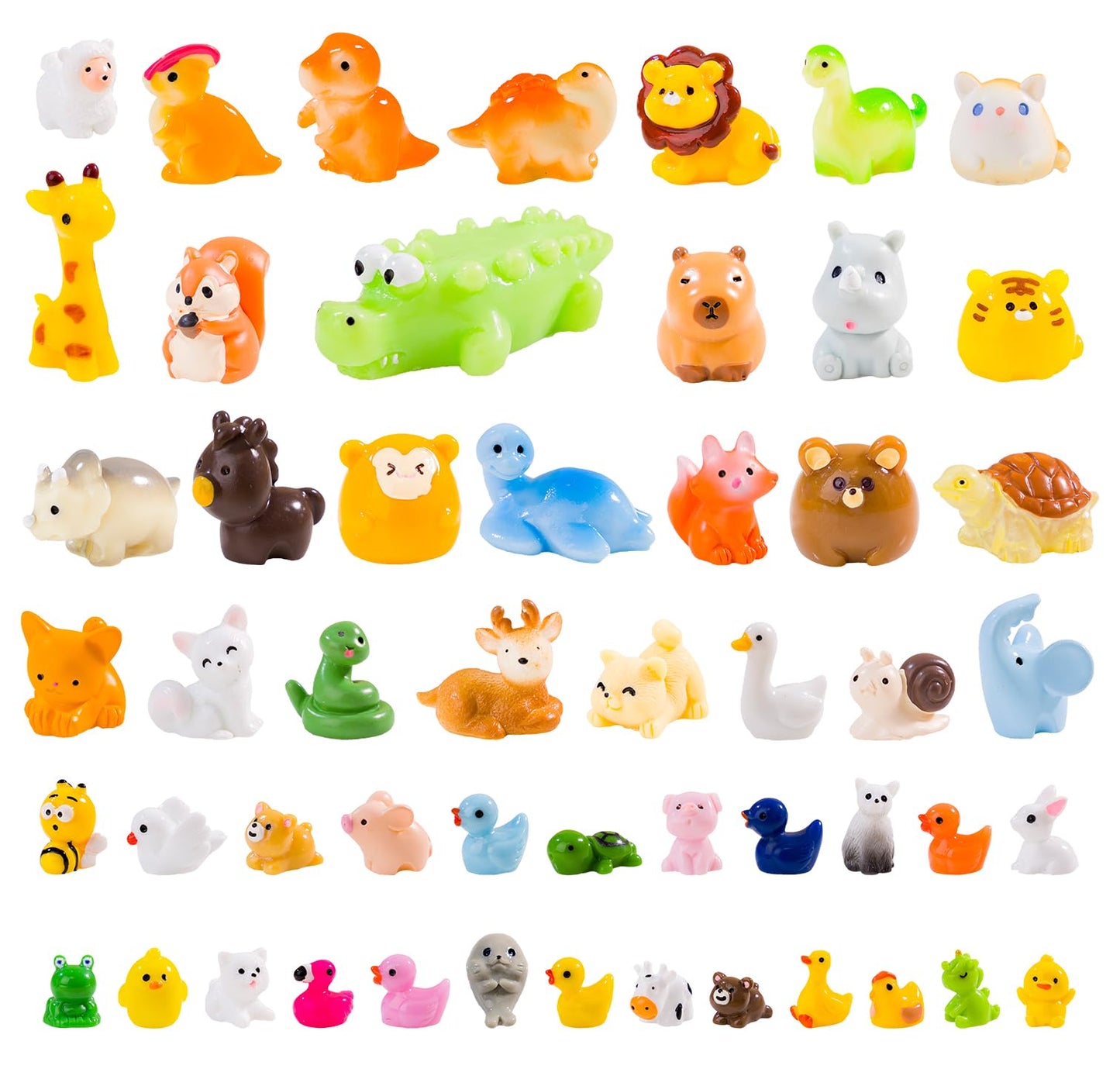 pkaoakyo 52pc Mini Resin Animal Figurines Set | Enchanted Fairy Garden & Desktop Decor