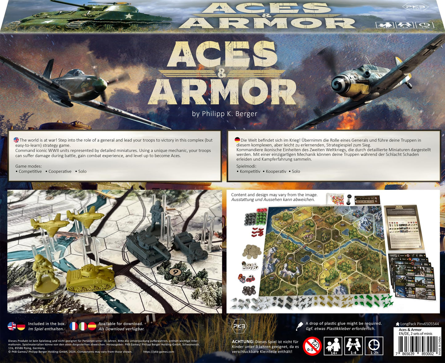 Aces & Armor – WWII War Miniatures Strategy Board Game by PKB Games | 1-4 Players, 14+, 1-2 Hours