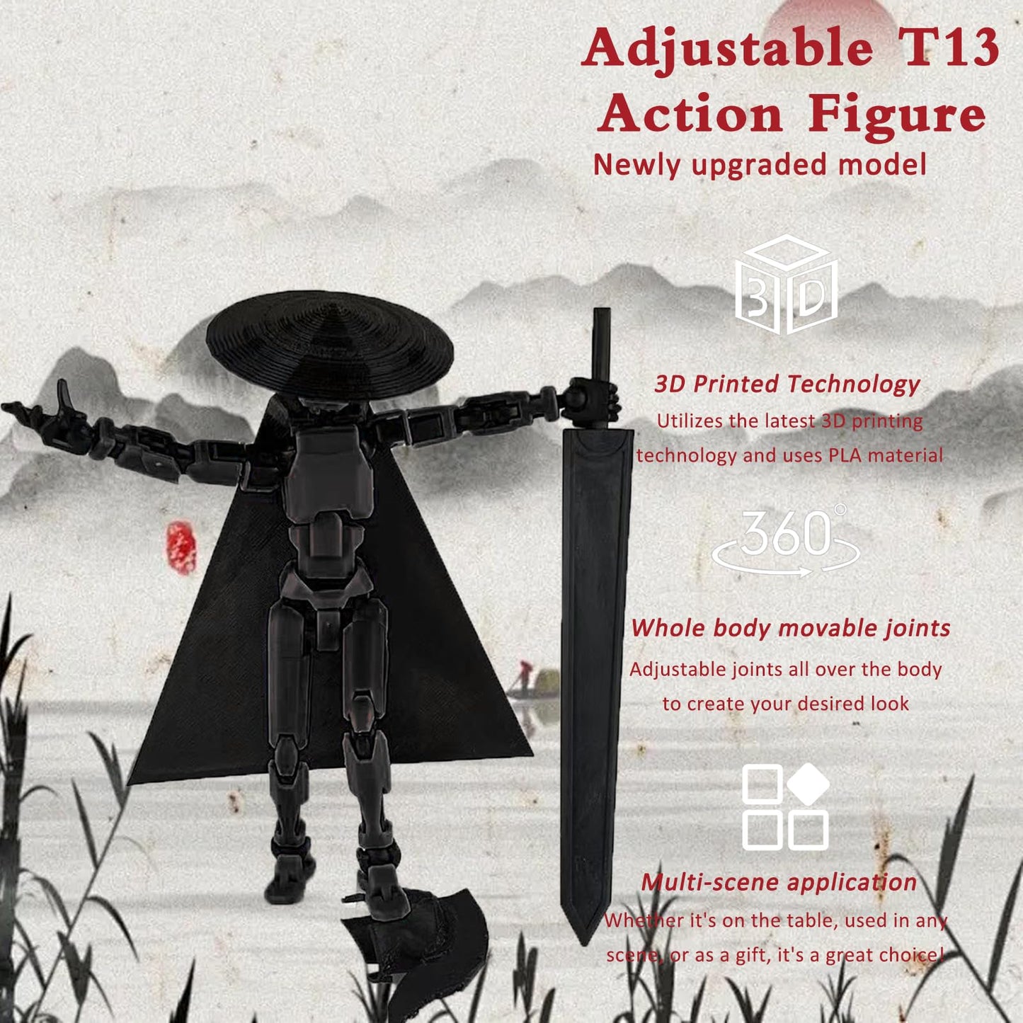 PkghoKids T13: Fully Assembled Action Figure Accessories | Multi-Jointed 3D Printed Toy
