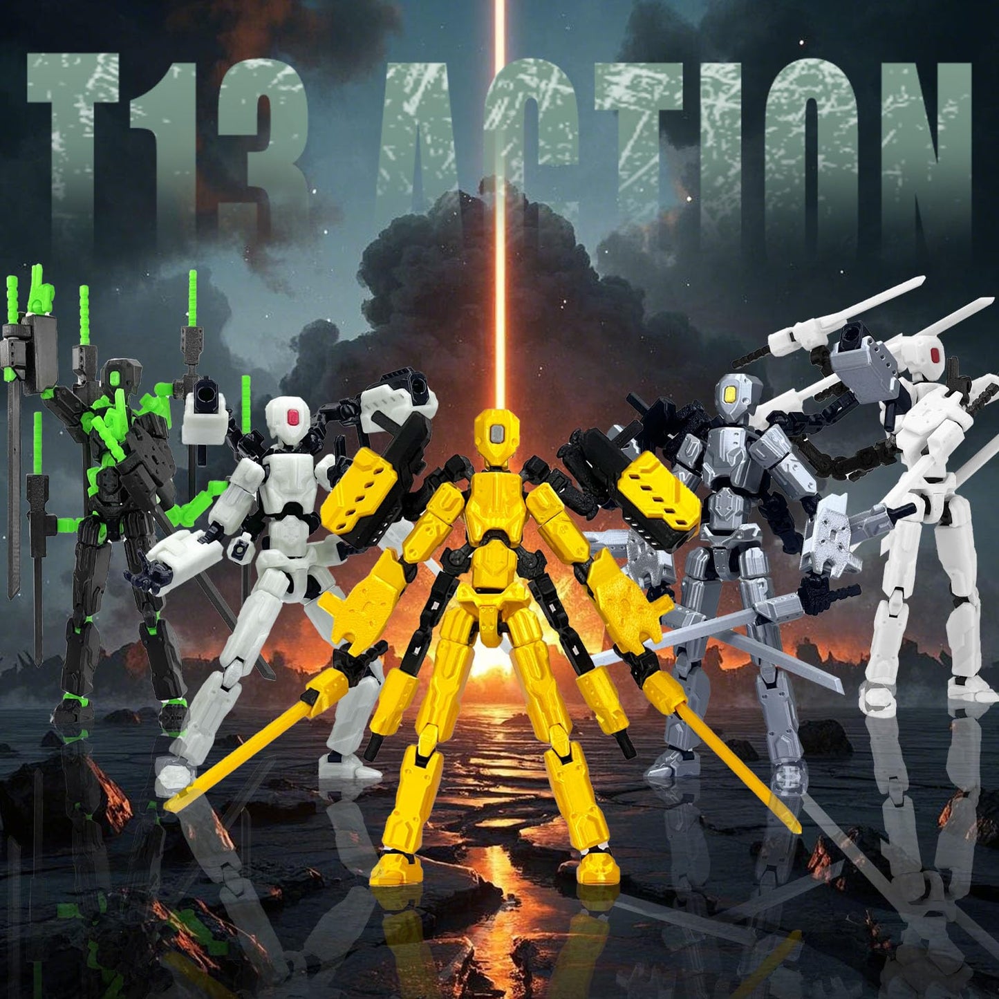 PkghoKids 8-Inch T13 Assembly-Completed Action Figure Set | Nova T-13 Multi-Articular Robot