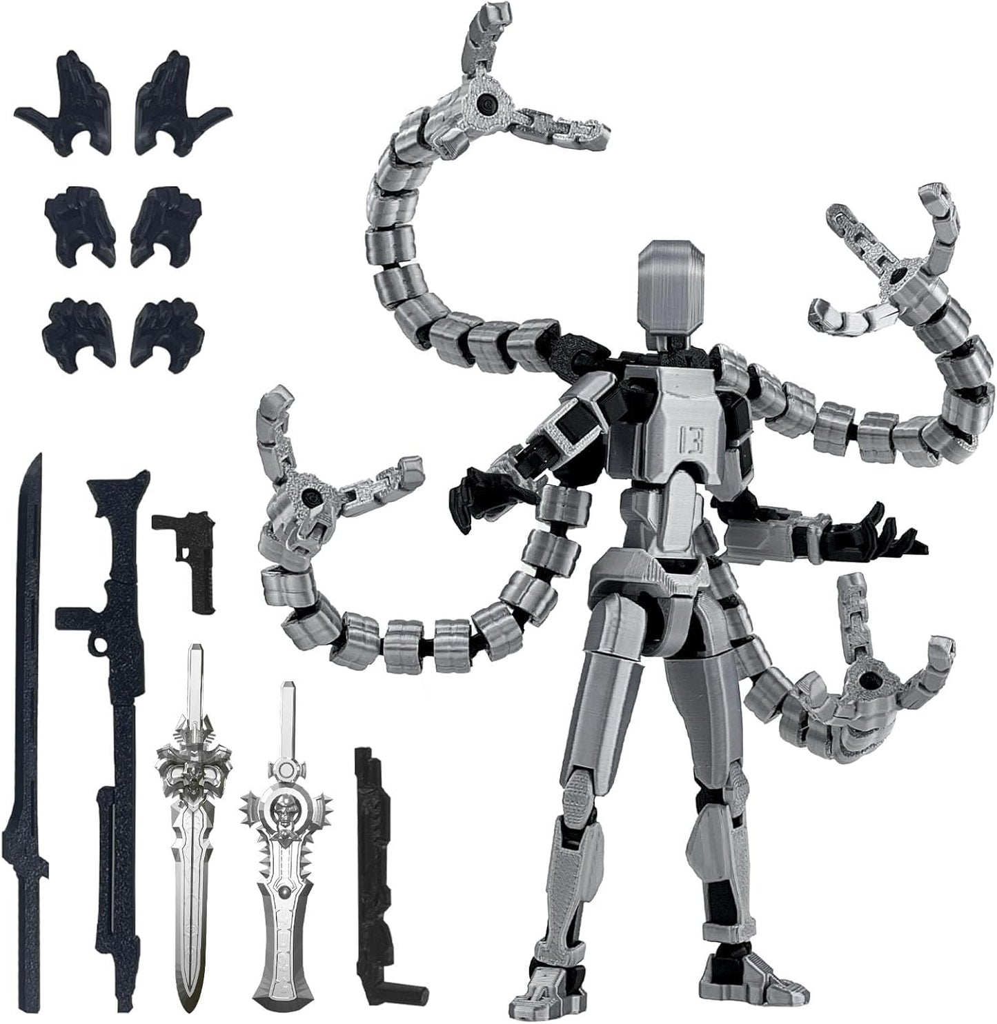 PkghoKids 7.2 Inch T13 Action Figure — Fully Articulated, Multi-Jointed 3D Printed Accessories