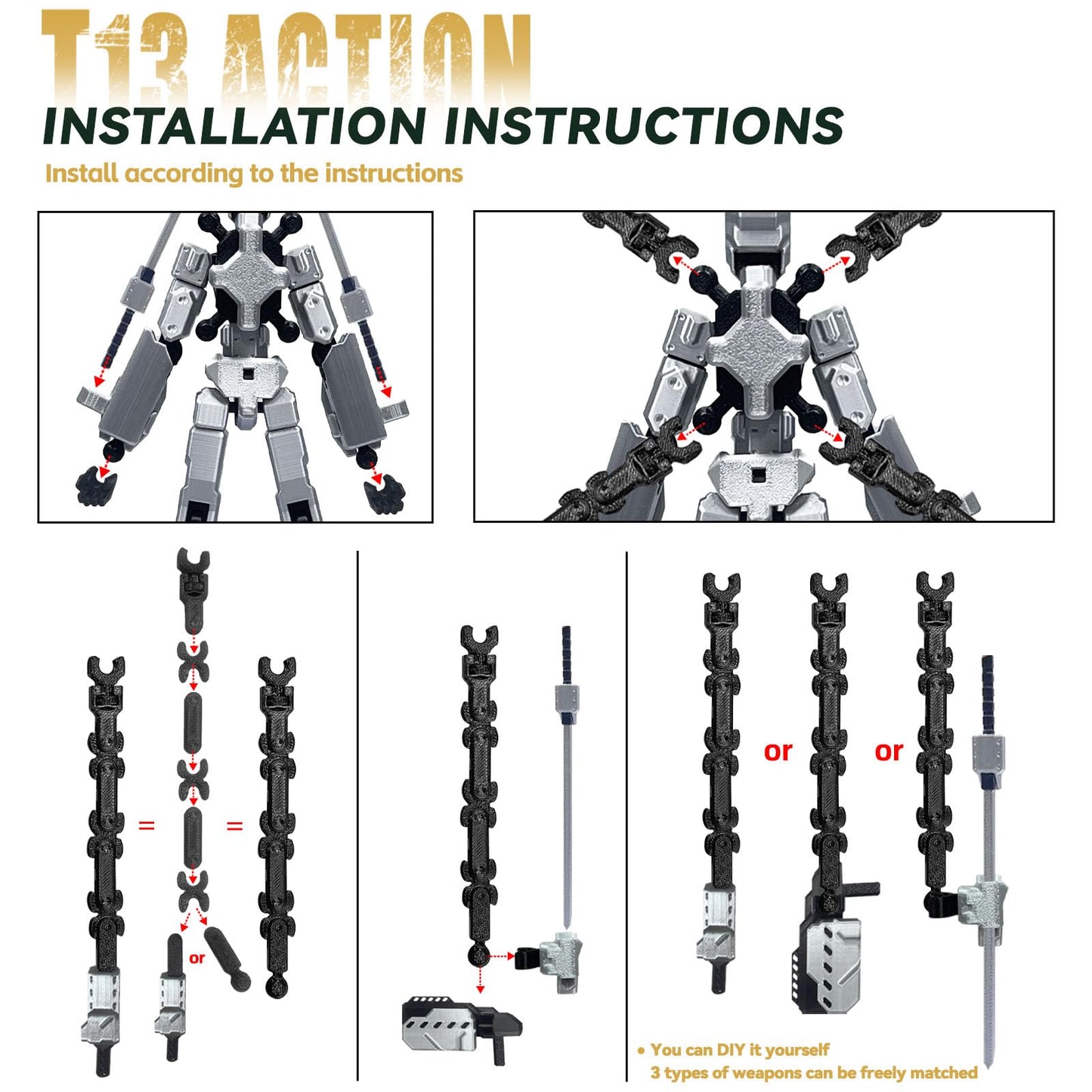 PkghoKids 8-Inch T13 Action Figure Set | Fully Articulated Nova T-13 Desktop Decor