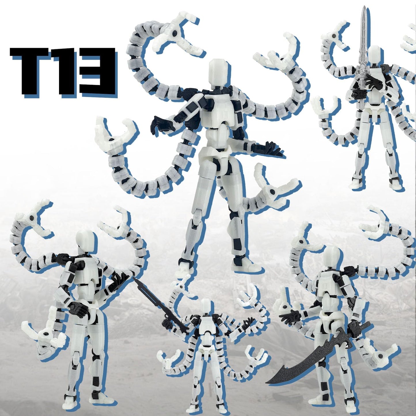 PkghoKids T13 Already Assembled Action Figure Accessories – Fully Articulated 5.5 Inch Luminous