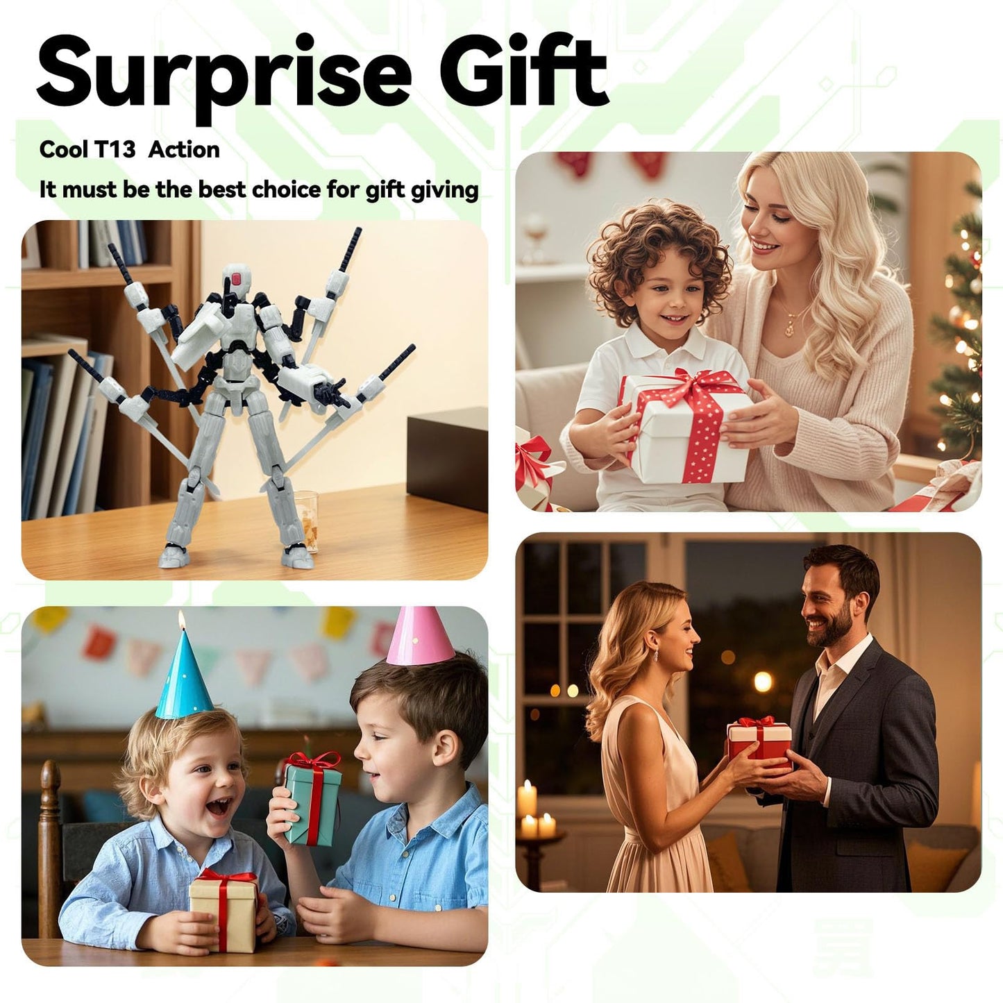 PkghoKids 8-Inch T13 Assembly-Completed Action Figure Set | Nova T-13 Multi-Articular Robot