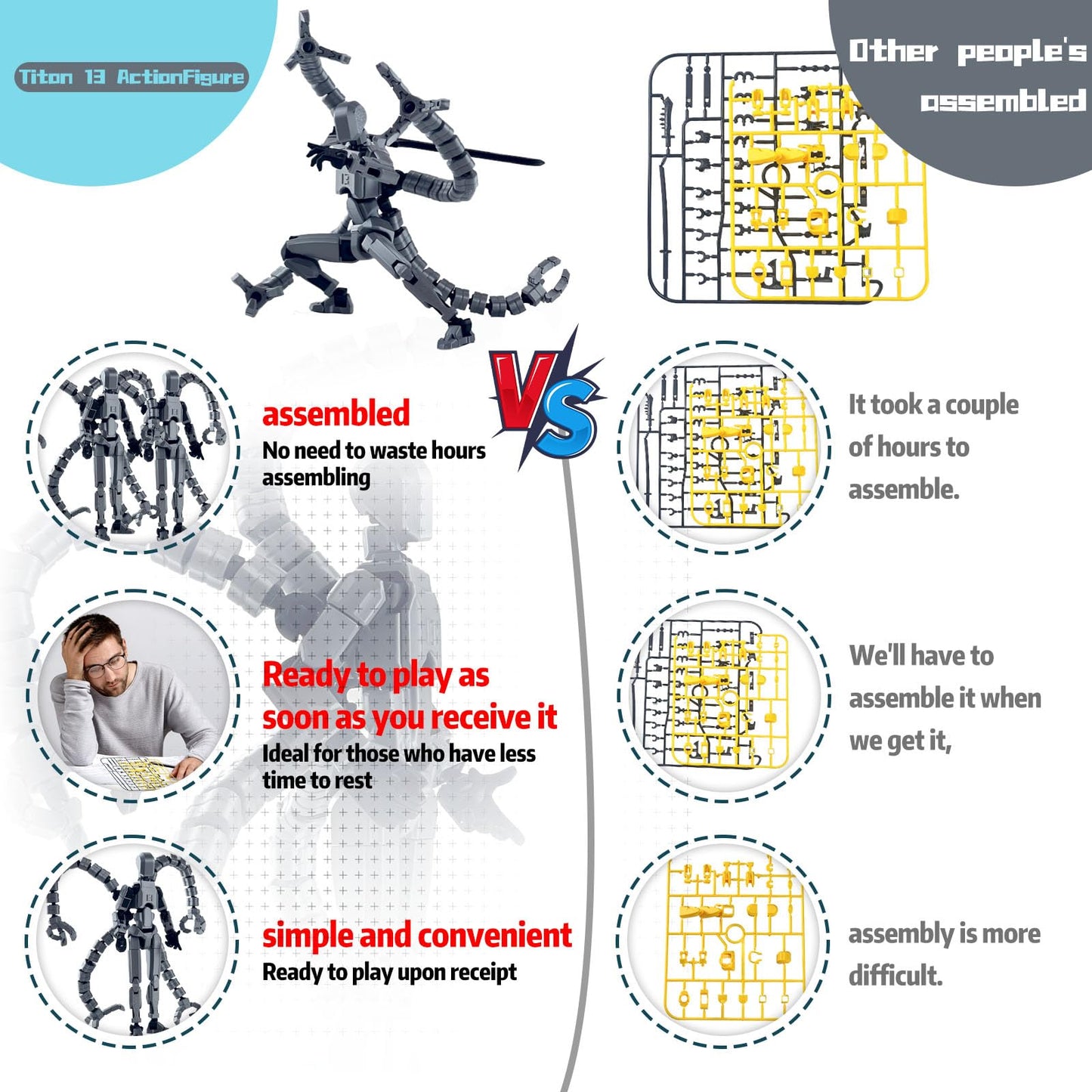 PkghoKids 7.2 Inch T13 Action Figure — Fully Articulated, Multi-Jointed 3D Printed Accessories