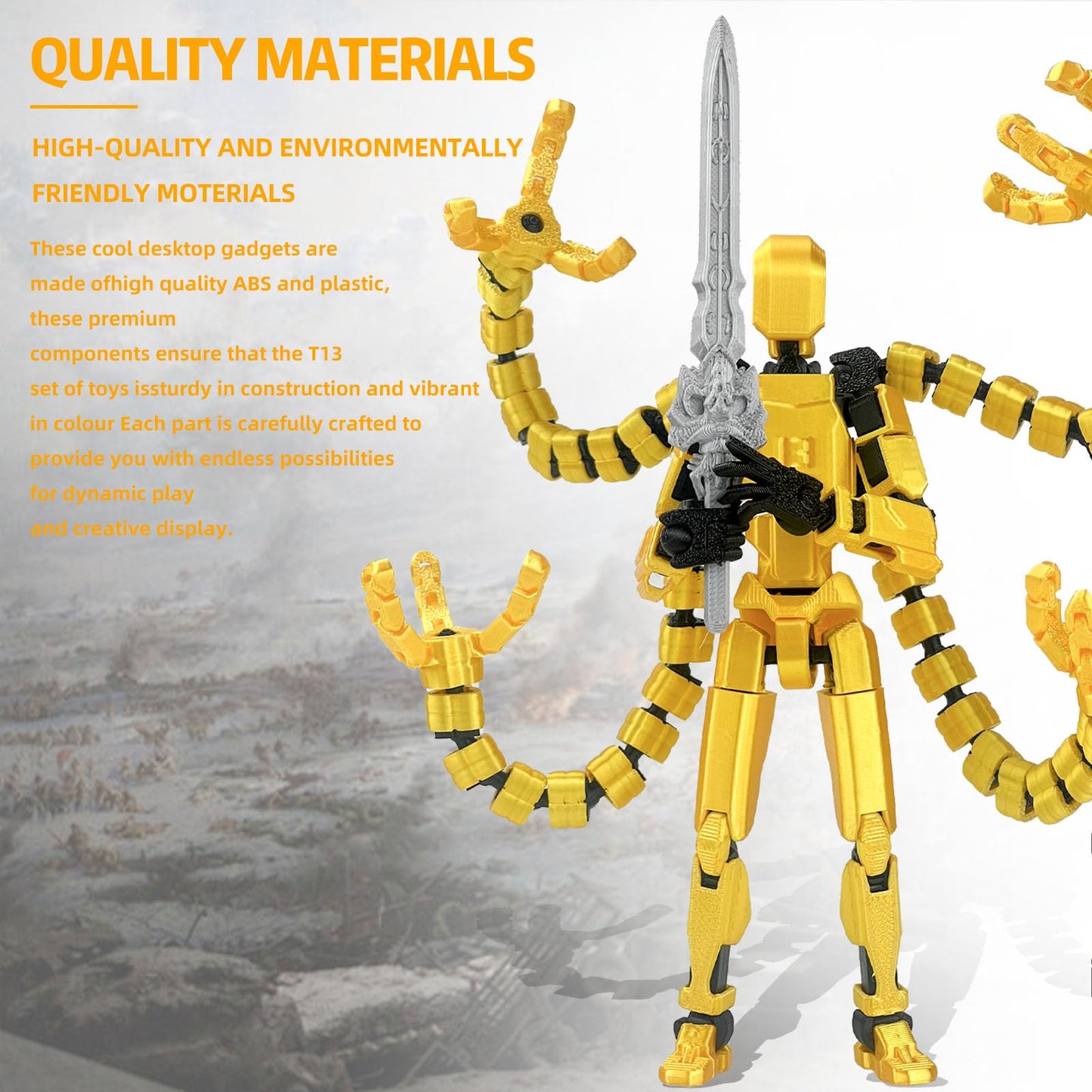 PkghoKids T13 Already Assembled Action Figure Accessories — Fully Articulated 3D Printed Toy (5.5in)