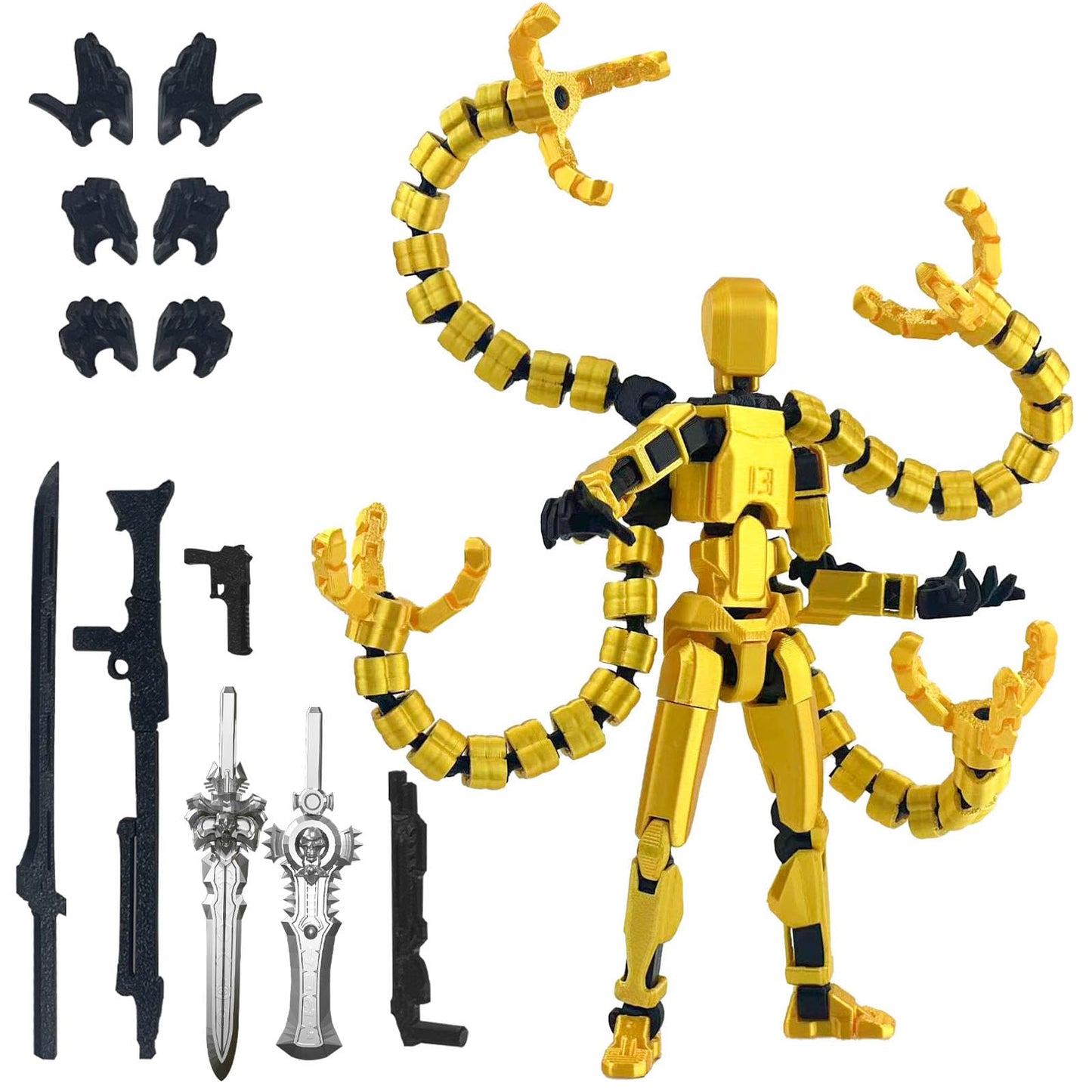 PkghoKids T13 Already Assembled Action Figure – Fully Articulated 7.2-Inch Yellow Figure