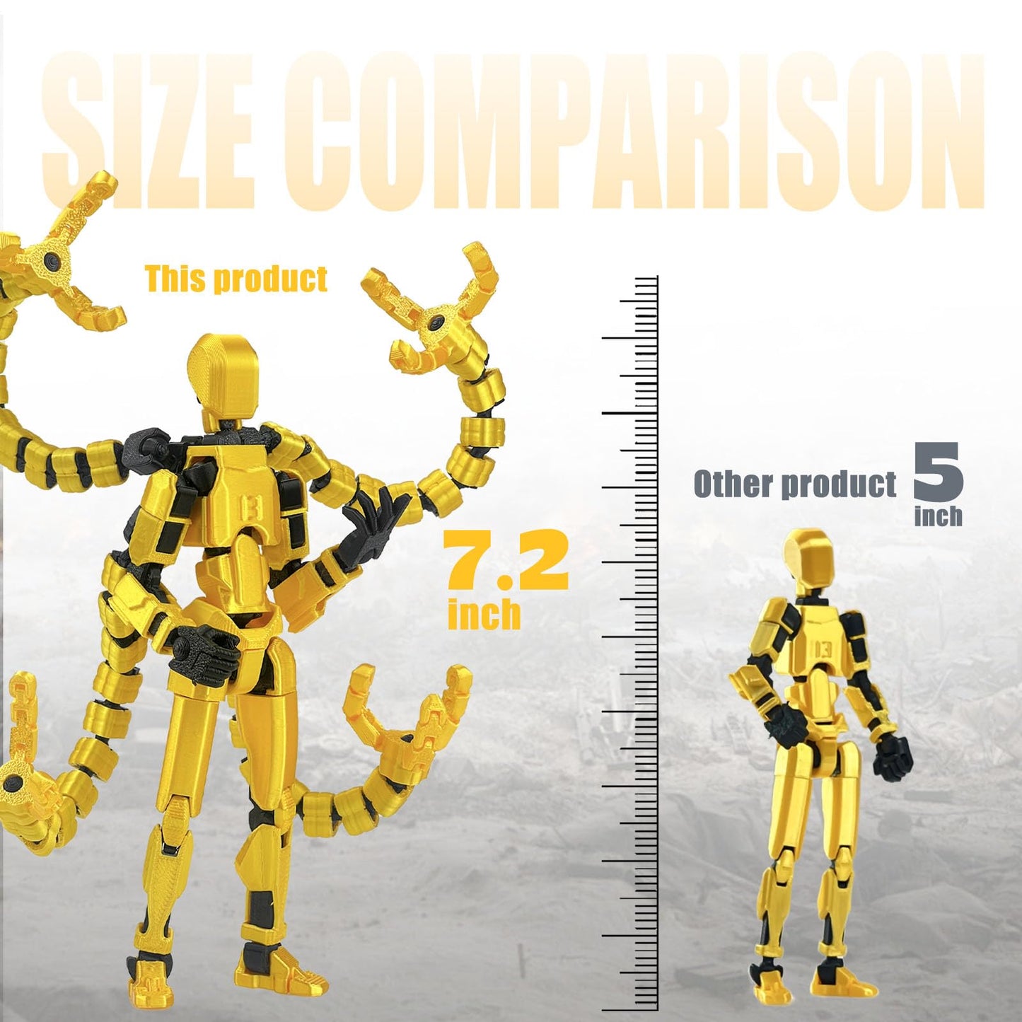 PkghoKids T13 Already Assembled Action Figure – Fully Articulated 7.2-Inch Yellow Figure