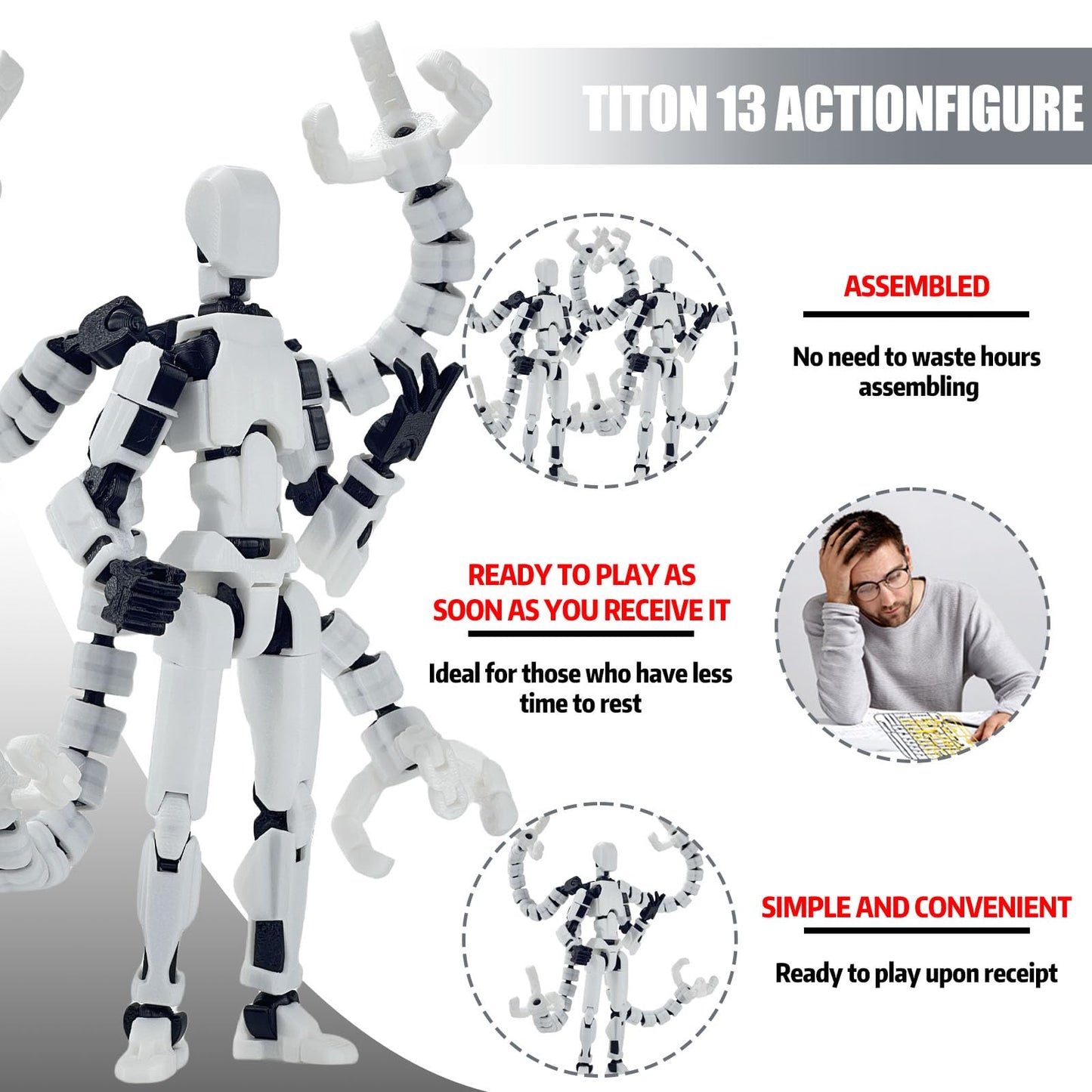 PkghoKids T13 Already Assembled Action Figure Accessories – Fully Articulated 5.5-Inch