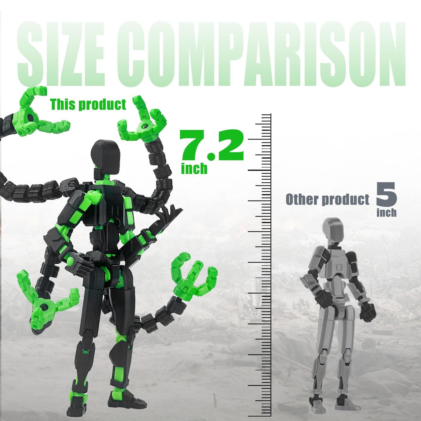 PkghoKids T13 – Already Assembled, Fully Jointed Action Figure (7.2in) with 3 Hands & 5 Weapons