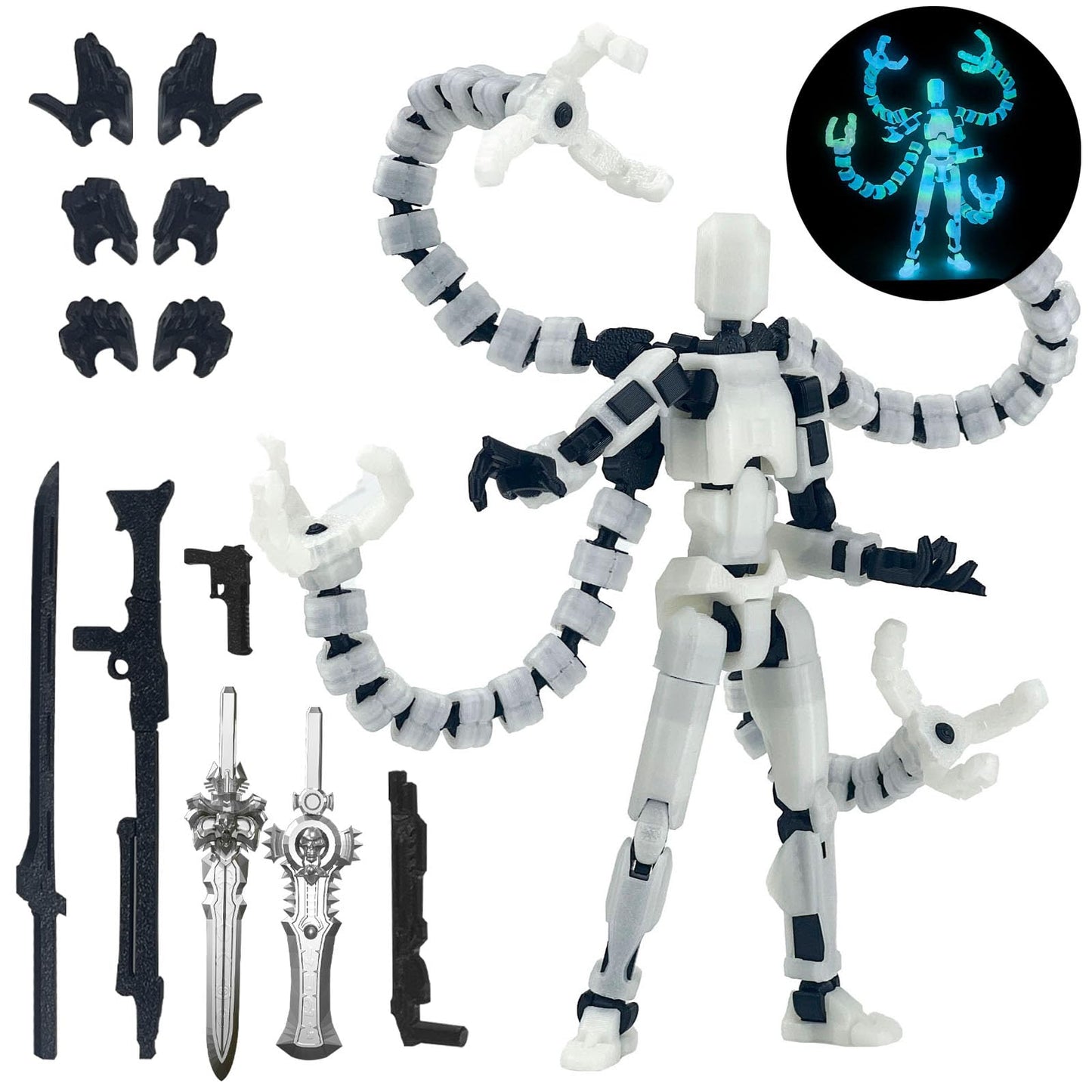 PkghoKids T13 Luminous 7.2-Inch Fully Articulated Action Figure – Multi-Jointed Collectible Accessories