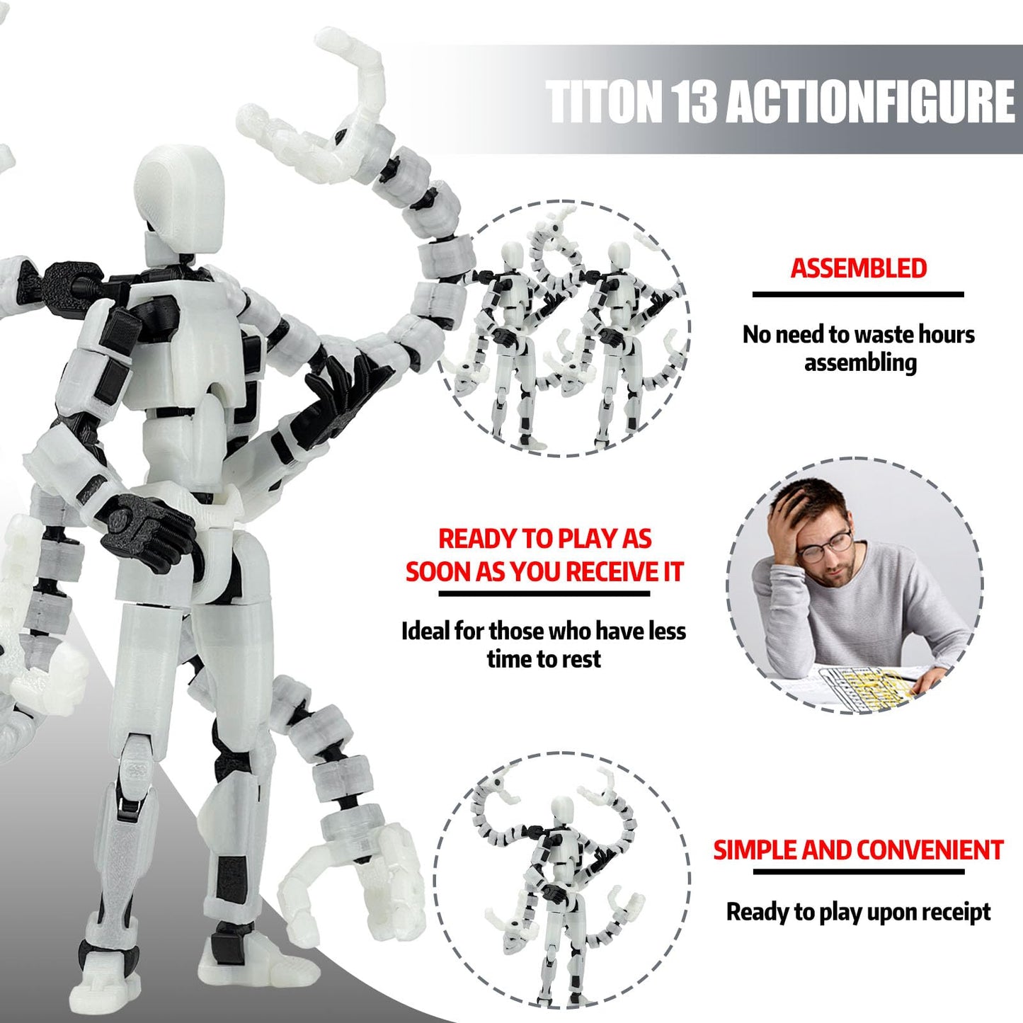 PkghoKids T13 Already Assembled Action Figure Accessories – Fully Articulated 5.5 Inch Luminous