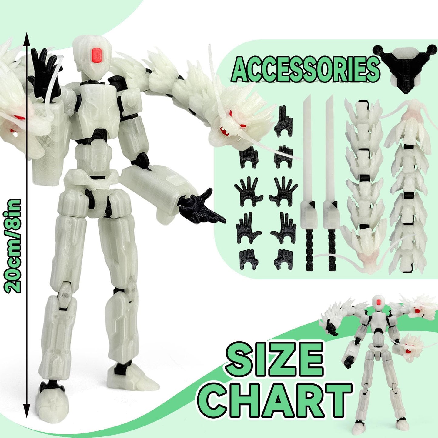PkghoKids 8-Inch T13 Action Figure Set – 3D Dragon, Multi-Jointed Collectible