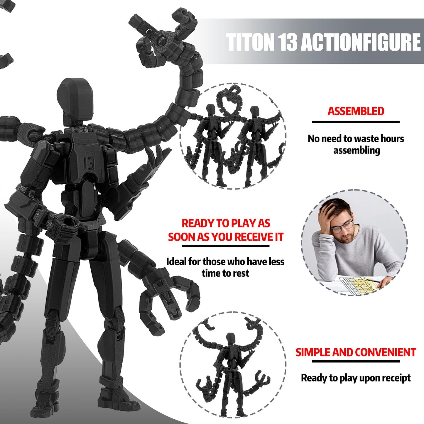 PkghoKids T13 Nova 7.2-Inch Assembly Action Figure | Multi-Joint, 3D Printed