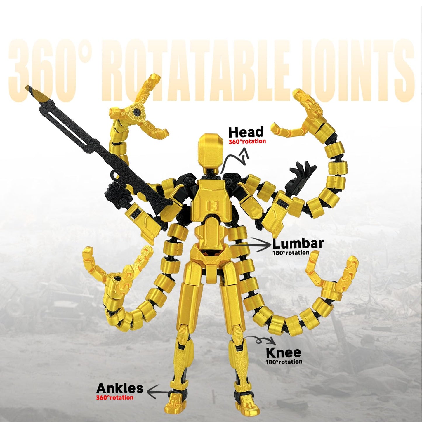 PkghoKids T13 Already Assembled Action Figure Accessories — Fully Articulated 3D Printed Toy (5.5in)