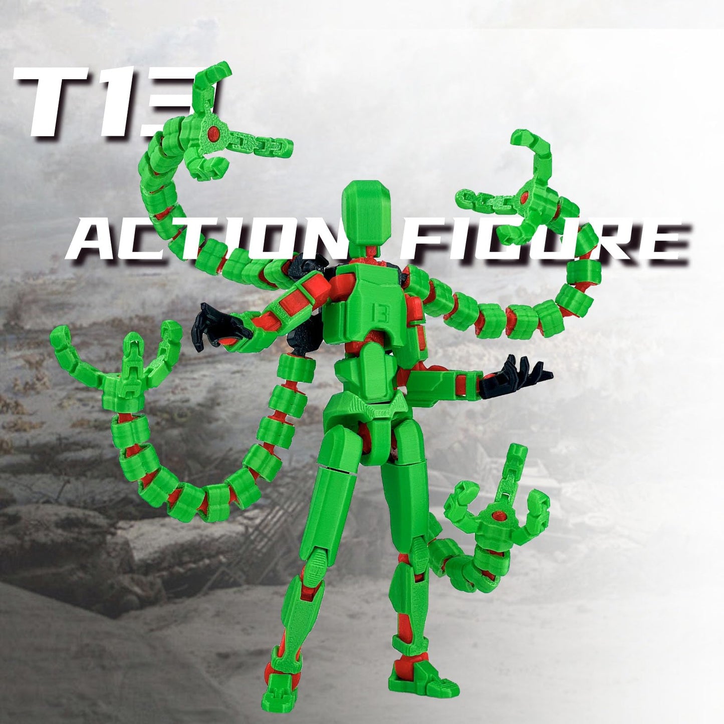 PkghoKids T13 Fully Articulated 7.2in Green Action Figure Accessories