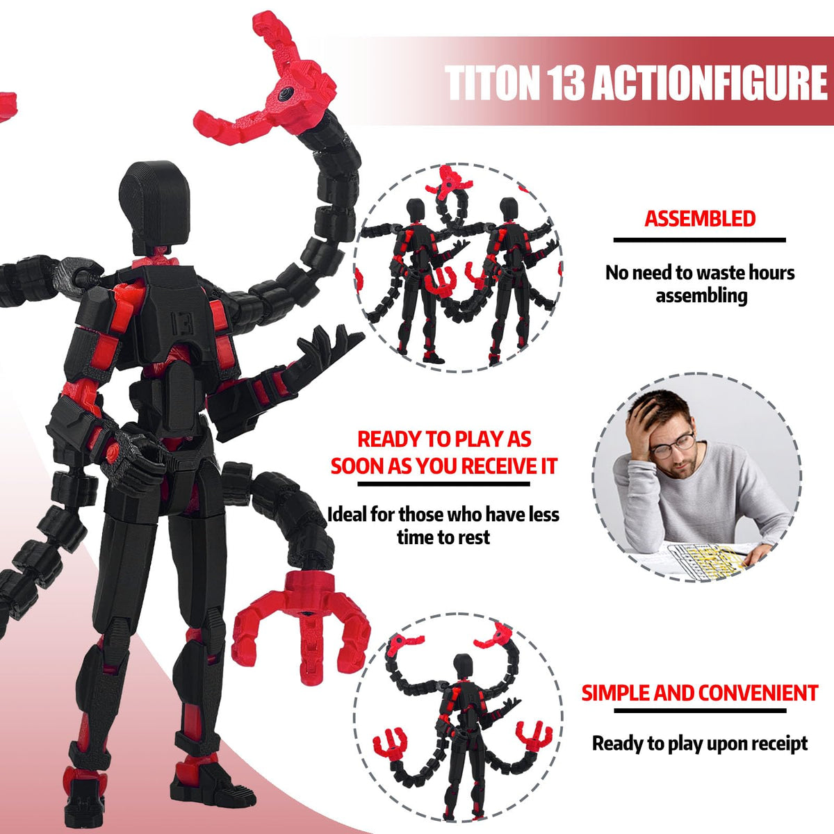 PkghoKids T13 Movable Action Figure Accessories – Fully Articulated 5.5-Inch Figure