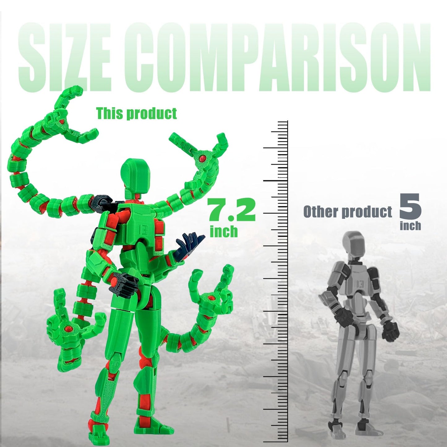 PkghoKids T13 Fully Articulated 7.2in Green Action Figure Accessories
