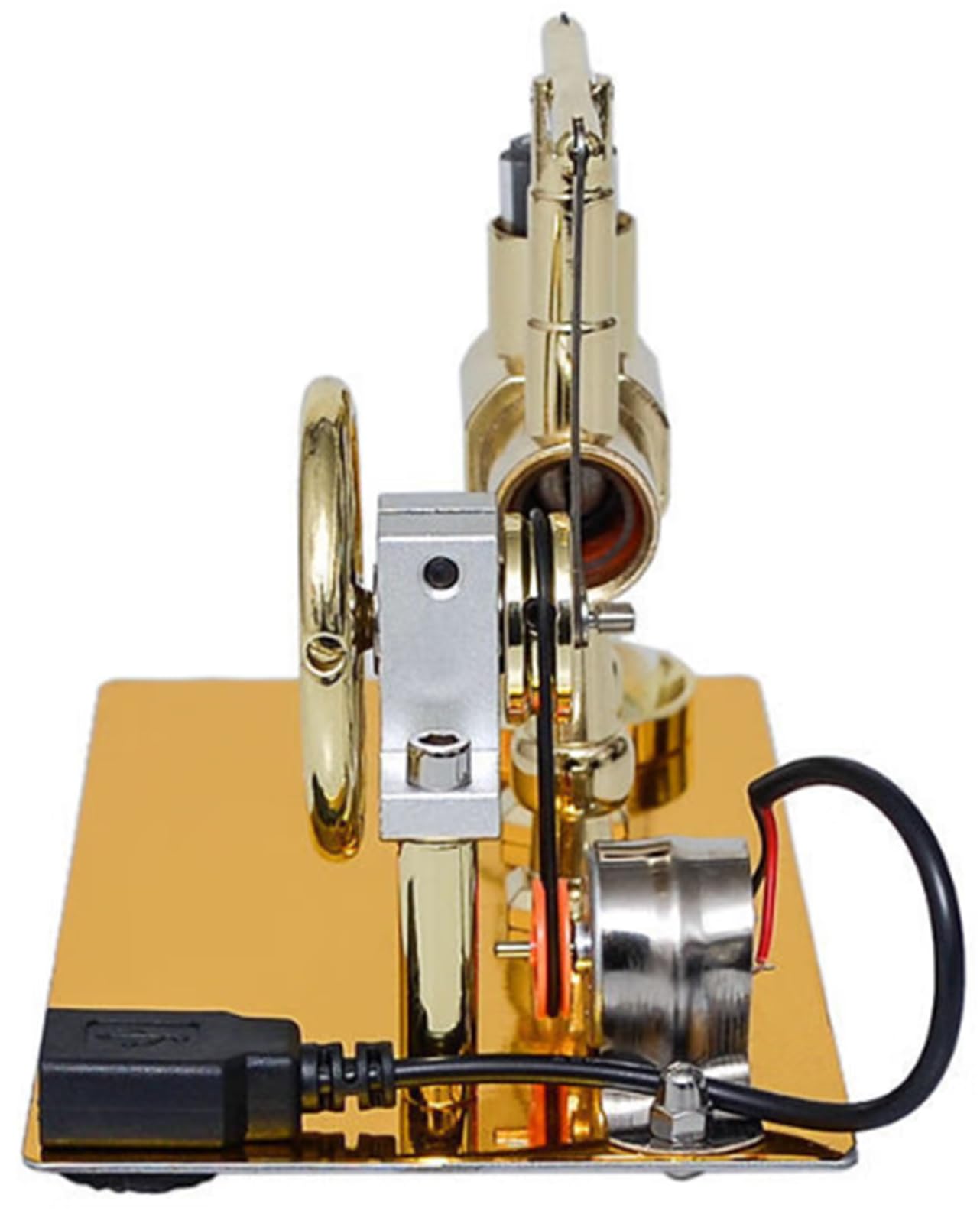 Pktiugf Hot Air Stirling Engine Model – DIY Single-Cylinder Desktop Educational Engine (Gold)