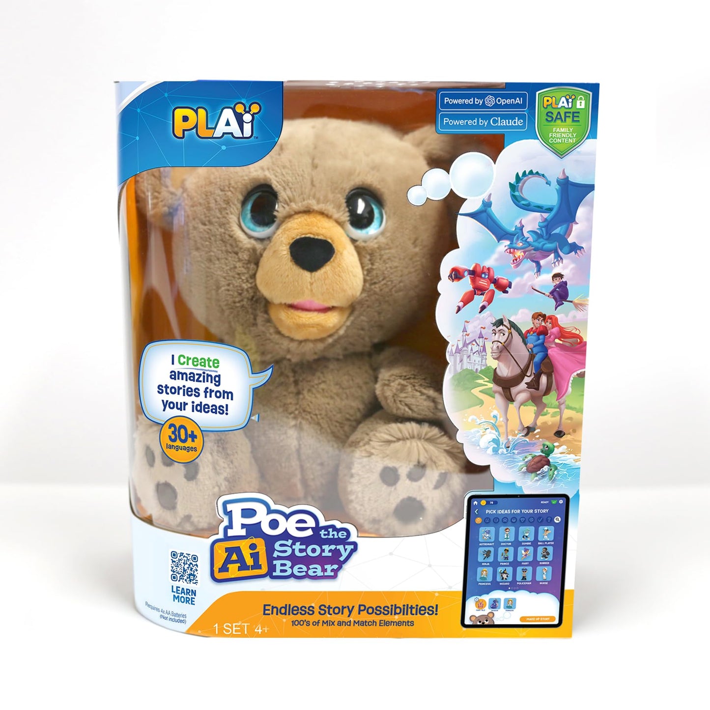 Plai Poe The AI Story Bear – Interactive Storytelling Plush & App Connectivity