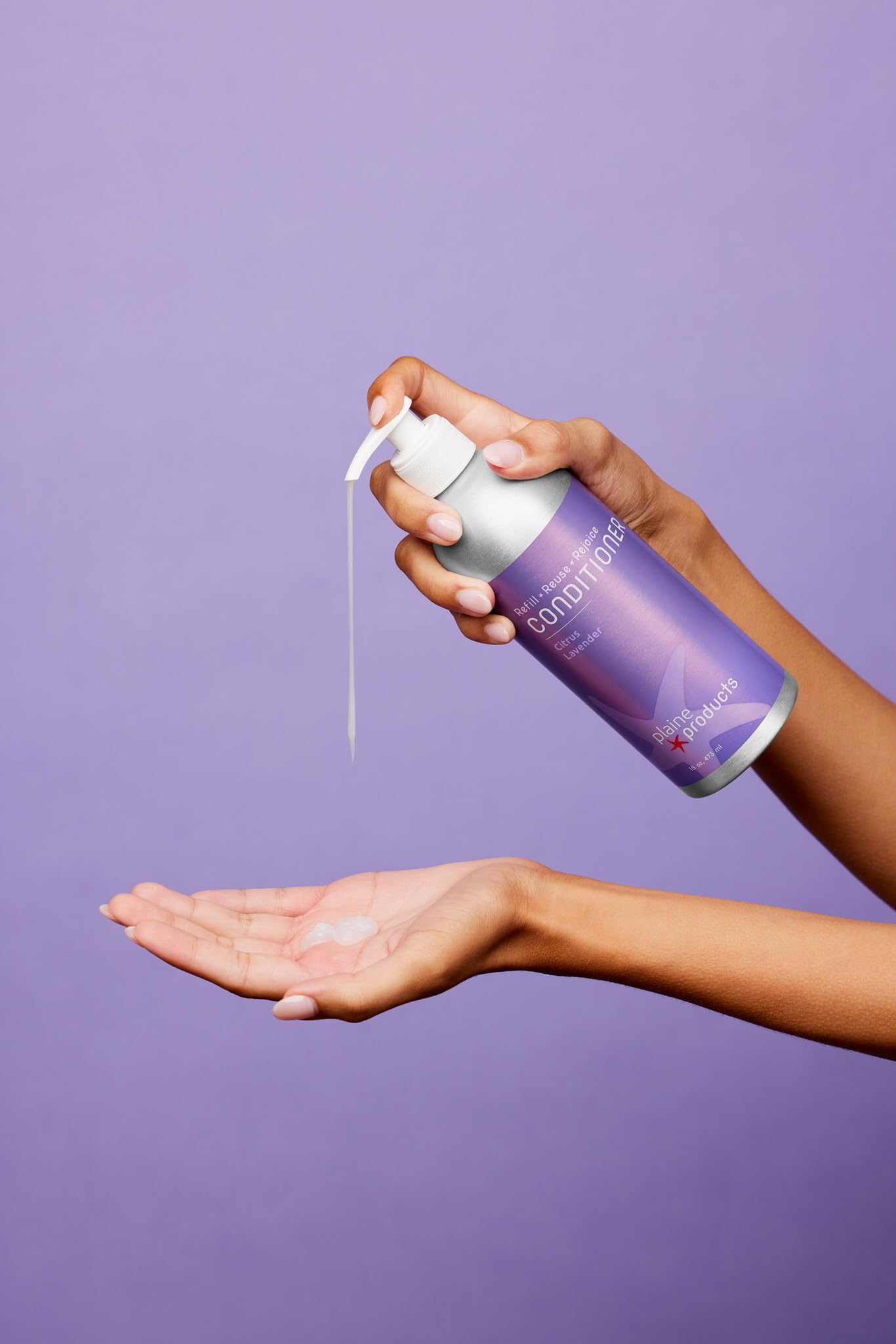 Plaine Products Eco-Friendly Citrus Lavender Shampoo & Conditioner – Refillable Aluminum Bottles, 16oz