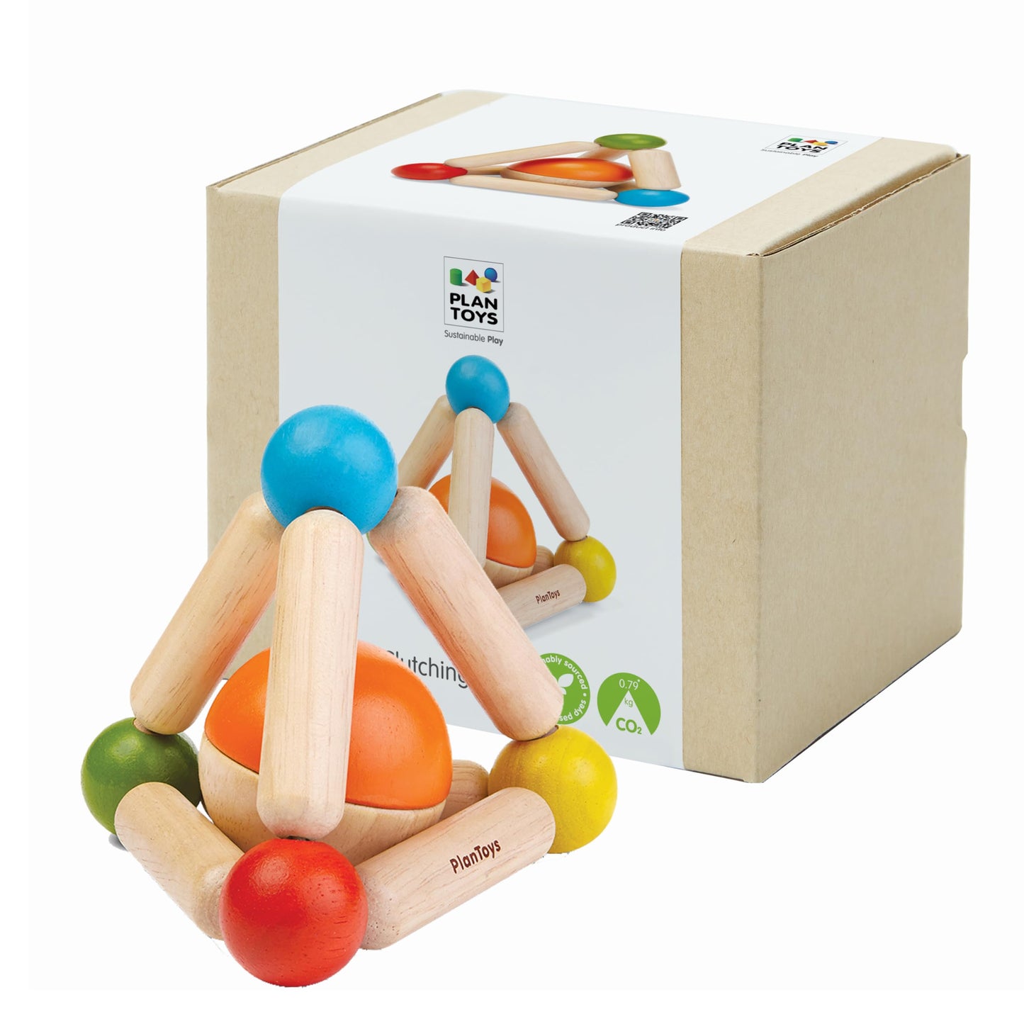 PlanToys Wooden Clutching Triangle Baby Toy with Gentle Sound – 5244 | Rubberwood & Non-Toxic Finish