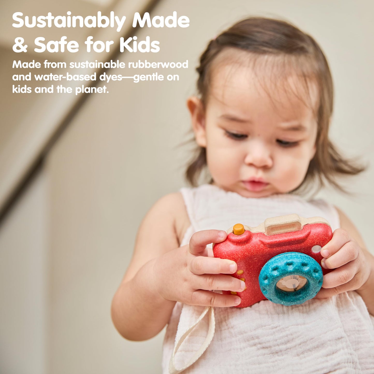 PlanToys My First Wooden Toy Camera – Montessori Pretend Play for Toddlers
