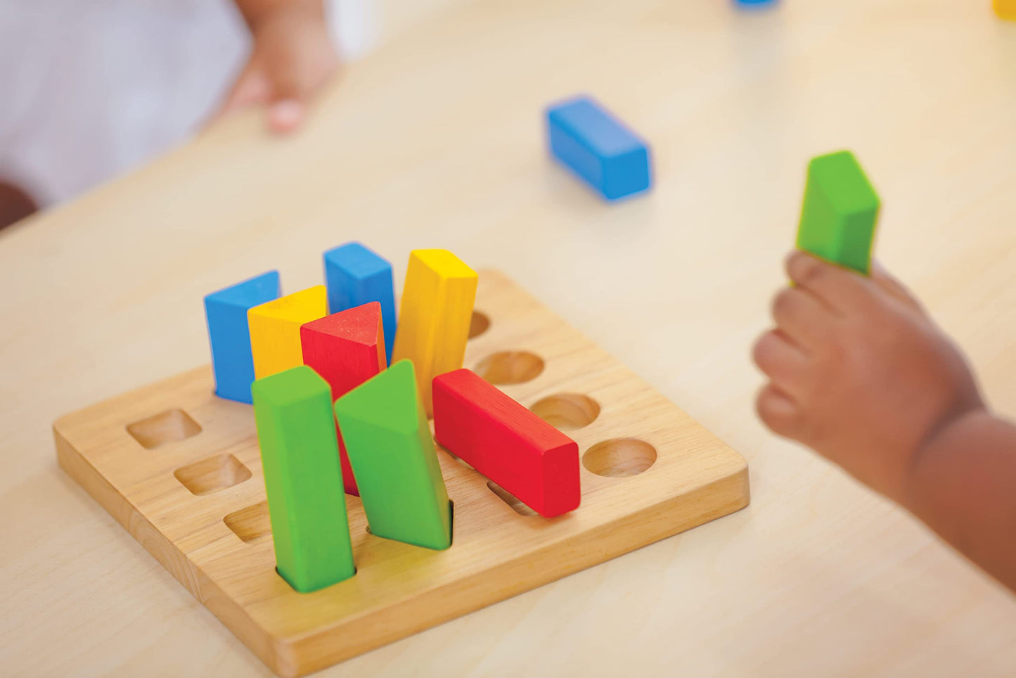 PlanToys Geometric Peg Board — Wooden Shape Sorting & Stacking Toy for Toddlers | Montessori STEM