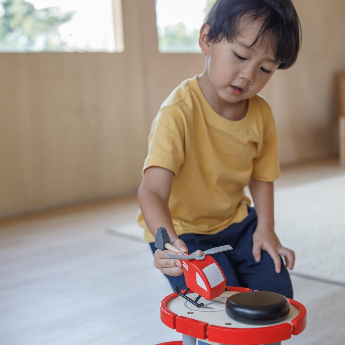PlanToys Helicopter 6287 – Eco-Friendly Wooden Toy with Spinning Blades