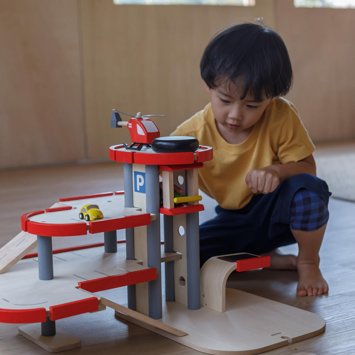 PlanToys Helicopter 6287 – Eco-Friendly Wooden Toy with Spinning Blades
