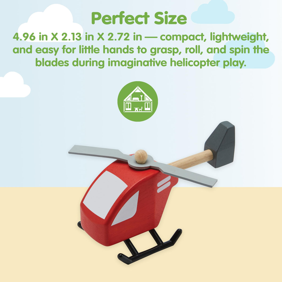 PlanToys Helicopter 6287 – Eco-Friendly Wooden Toy with Spinning Blades