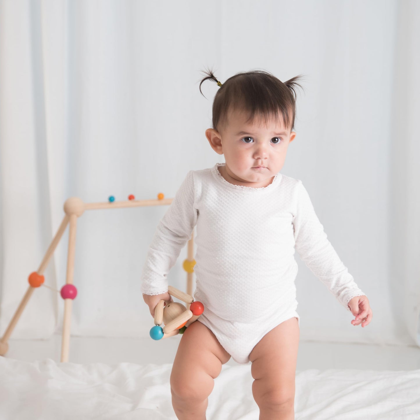 PlanToys Wooden Clutching Triangle Baby Toy with Gentle Sound – 5244 | Rubberwood & Non-Toxic Finish